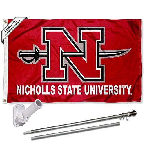 College Flags & Banners Co. Nicholls State University Flag and Pole Bracket Mount Bundle - Sports Collectibles, Sports Memorabilia, Sports Fan Shop, Sports Gifts