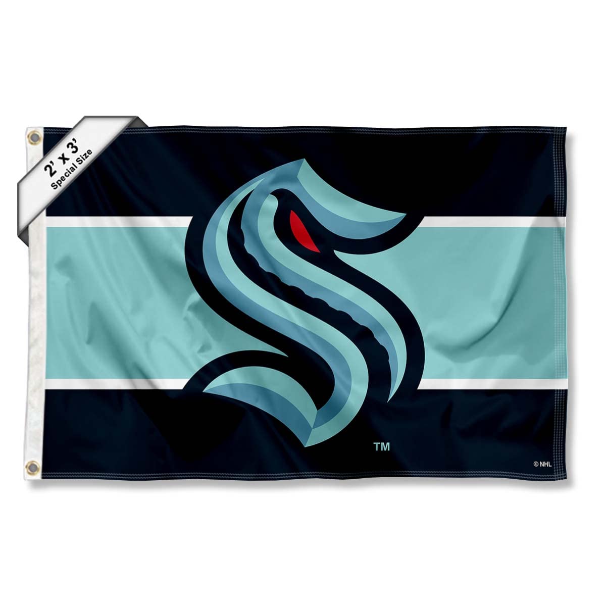 WinCraft Seattle Kraken Small 2x3 Foot Banner Flag - Sports Collectibles, Sports Memorabilia, Sports Fan Shop, Sports Gifts