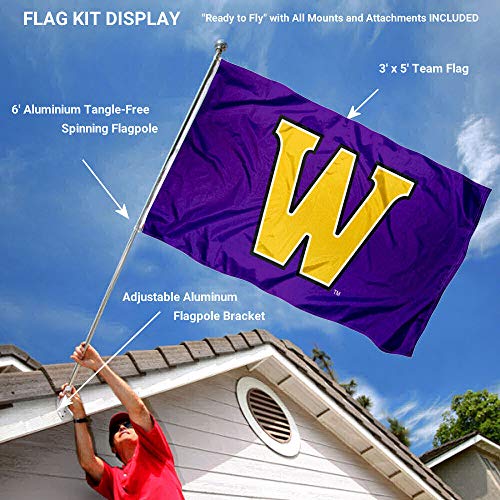 College Flags & Banners Co. Williams College Ephs Flag and Pole Bracket Mount Bundle - Sports Collectibles, Sports Memorabilia, Sports Fan Shop, Sports Gifts