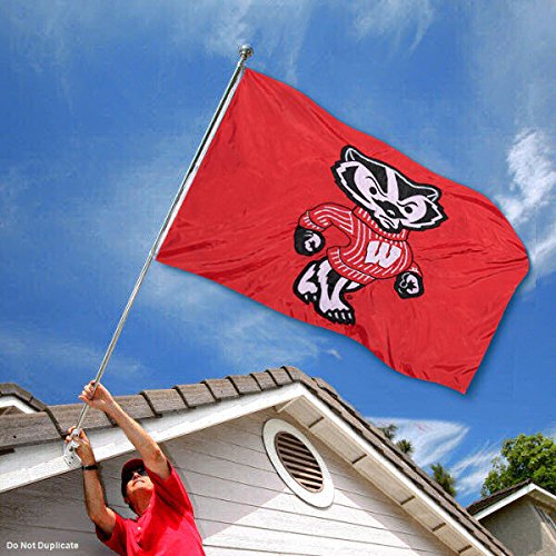 College Flags & Banners Co. Wisconsin Badgers Embroidered and Stitched Nylon Flag - Sports Collectibles, Sports Memorabilia, Sports Fan Shop, Sports Gifts