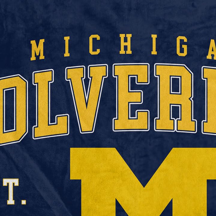 NCAA Michigan Wolverines Vintage Arch Block Ultra Soft Blanket - Sports Gifts, Sports Memorabilia, Sports Collectibles, Fan Shop