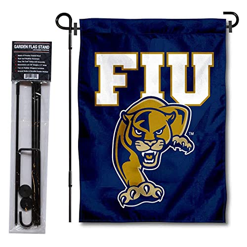 College Flags & Banners Co. Florida International Garden Flag and USA Flag Stand Pole Holder Set - Sports Collectibles, Sports Memorabilia, Sports Fan Shop, Sports Gifts