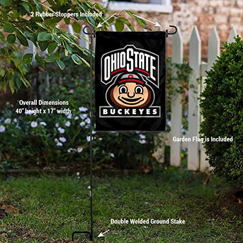 College Flags & Banners Co. Ohio State Buckeyes Mascot Brutus Garden Flag and Pole Holder Set - Sports Collectibles, Sports Memorabilia, Sports Fan Shop, Sports Gifts