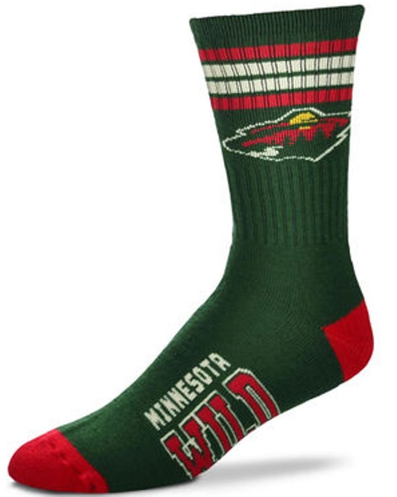 For Bare Feet NHL Minnesota Wild 4 Stripe Deuce Crew Sock Team Color MEDIUM - Sports Gifts, Sports Memorabilia, Sports Collectibles, Fan Shop