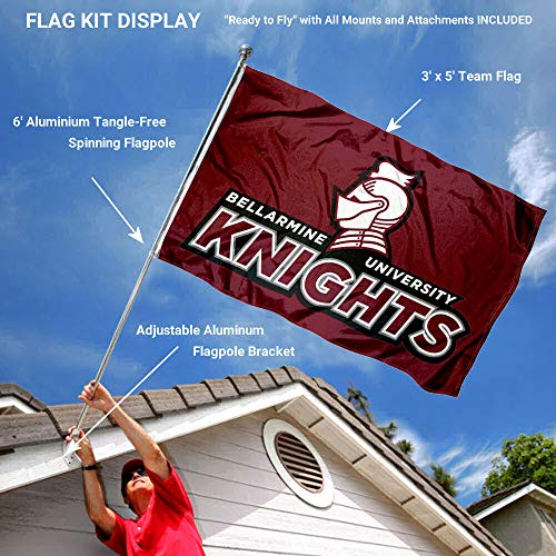 College Flags & Banners Co. Bellarmine Knights Flag and Pole Bracket Mount Bundle - Sports Collectibles, Sports Memorabilia, Sports Fan Shop, Sports Gifts