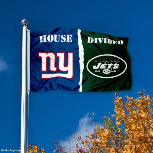 WinCraft NY Giants and New York Jets House Divided Flag - Sports Collectibles, Sports Memorabilia, Sports Fan Shop, Sports Gifts