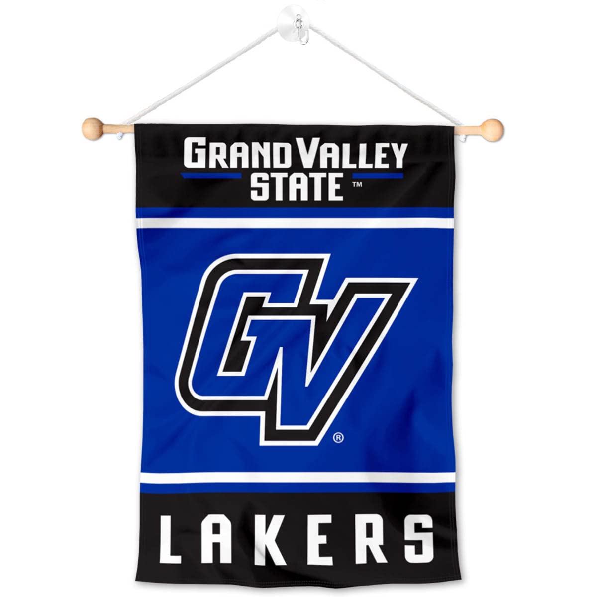 College Flags & Banners Co. Grand Valley State Lakers Window Wall Banner Hanging Flag with Suction Cup - Sports Collectibles, Sports Memorabilia, Sports Fan Shop, Sports Gifts