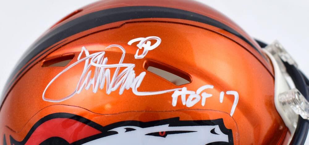 Terrell Davis Autographed Broncos Flash Speed Mini Helmet w/HOF- Beckett W Hologram White - Sports Collectibles, Sports Memorabilia, Sports Fan Shop, Sports Gifts