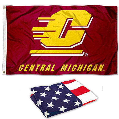 College Flags & Banners Co. Central Michigan University Flag and USA 3x5 Flag Set - Sports Collectibles, Sports Memorabilia, Sports Fan Shop, Sports Gifts