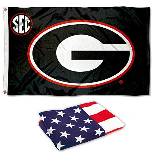 College Flags & Banners Co. University of Georgia SEC Logo Flag and USA 3x5 Flag Set - Sports Collectibles, Sports Memorabilia, Sports Fan Shop, Sports Gifts