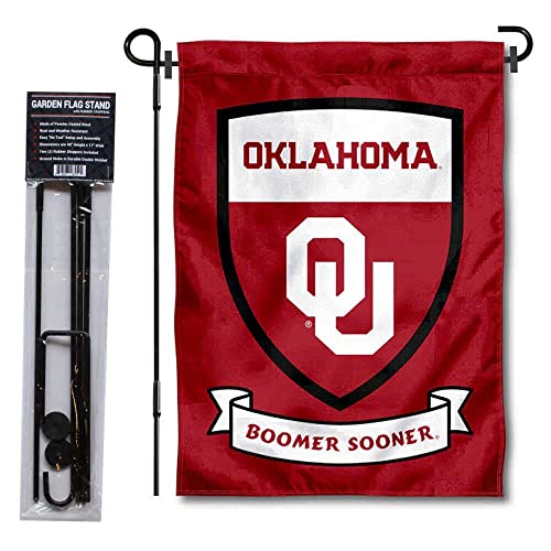 College Flags & Banners Co. OU Sooners Shield Garden Flag and Flag Stand Pole Holder Set - Sports Collectibles, Sports Memorabilia, Sports Fan Shop, Sports Gifts
