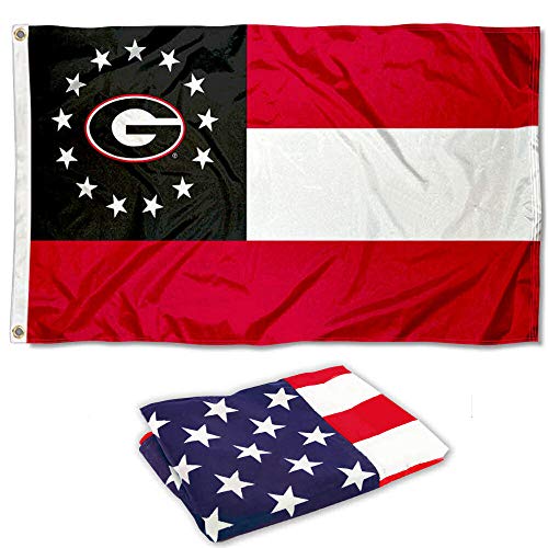 College Flags & Banners Co. Georgia Bulldogs State of Flag and USA 3x5 Set - Sports Collectibles, Sports Memorabilia, Sports Fan Shop, Sports Gifts