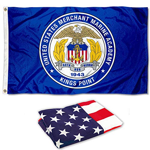 College Flags & Banners Co. US Merchant Marine Mariners Seal and USA Flag 3x5 Set - Sports Collectibles, Sports Memorabilia, Sports Fan Shop, Sports Gifts