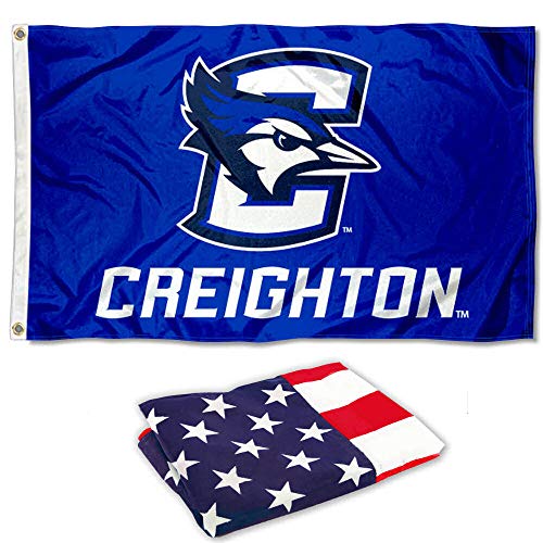 College Flags & Banners Co. Creighton Bluejays Blue and USA 3x5 Flag Set - Sports Collectibles, Sports Memorabilia, Sports Fan Shop, Sports Gifts