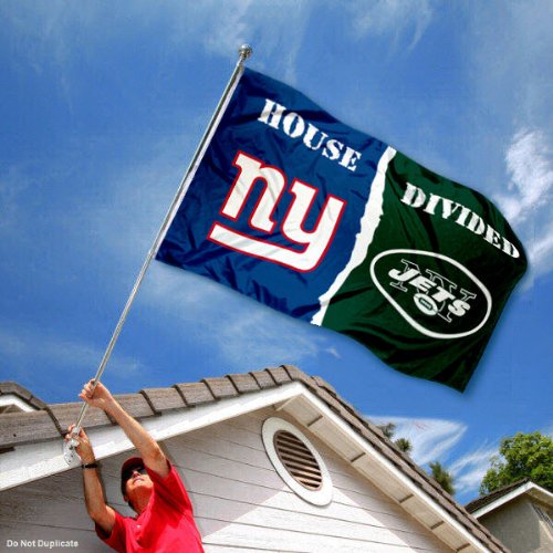 WinCraft NY Giants and New York Jets House Divided Flag - Sports Collectibles, Sports Memorabilia, Sports Fan Shop, Sports Gifts