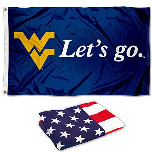 West Virginia Mountaineers Let's Go Flag and USA 3x5 Flag Set - Sports Collectibles, Sports Memorabilia, Sports Fan Shop, Sports Gifts