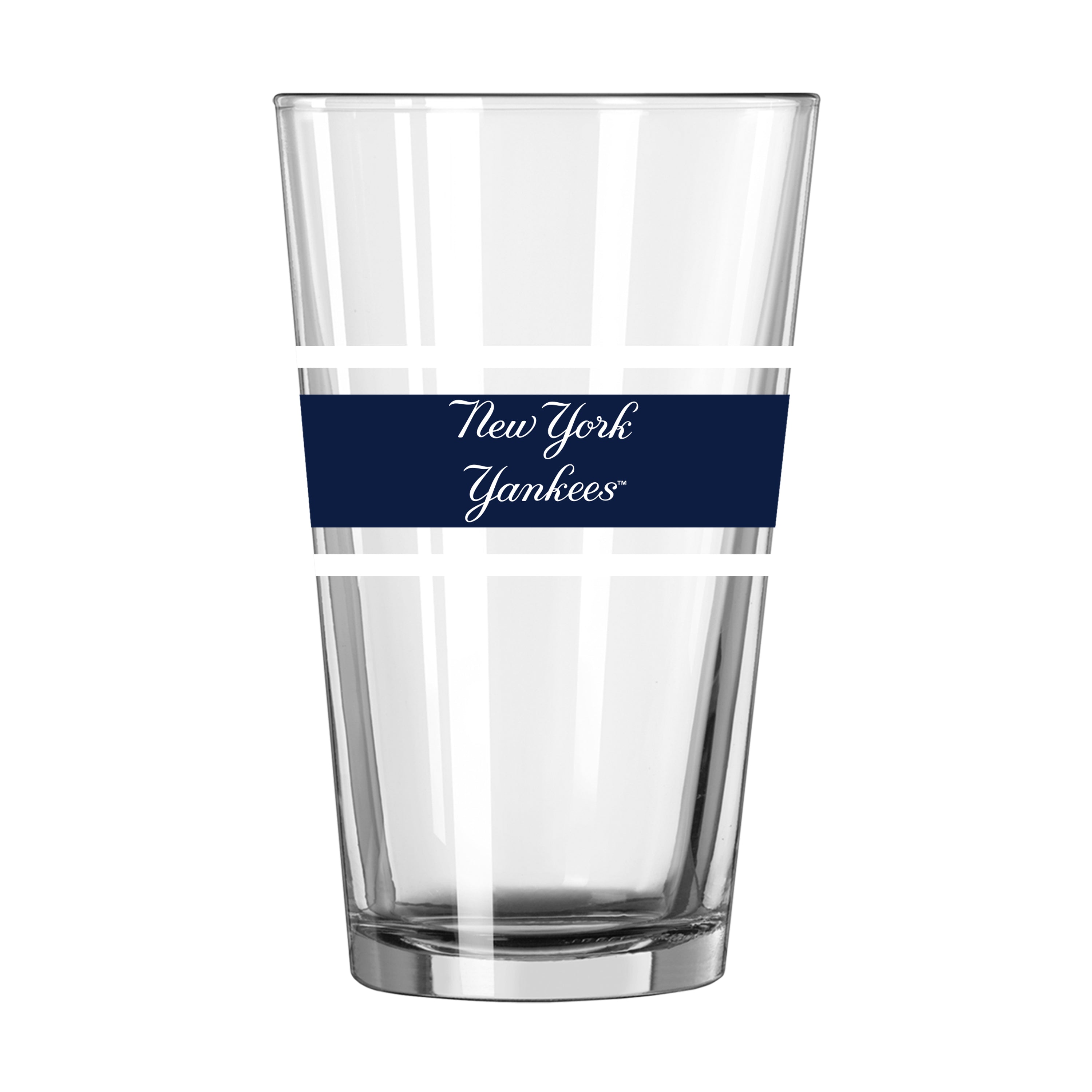New York Yankees 16oz Stripe Pint Glass - Sports Gifts, Sports Memorabilia, Sports Collectibles, Fan Shop