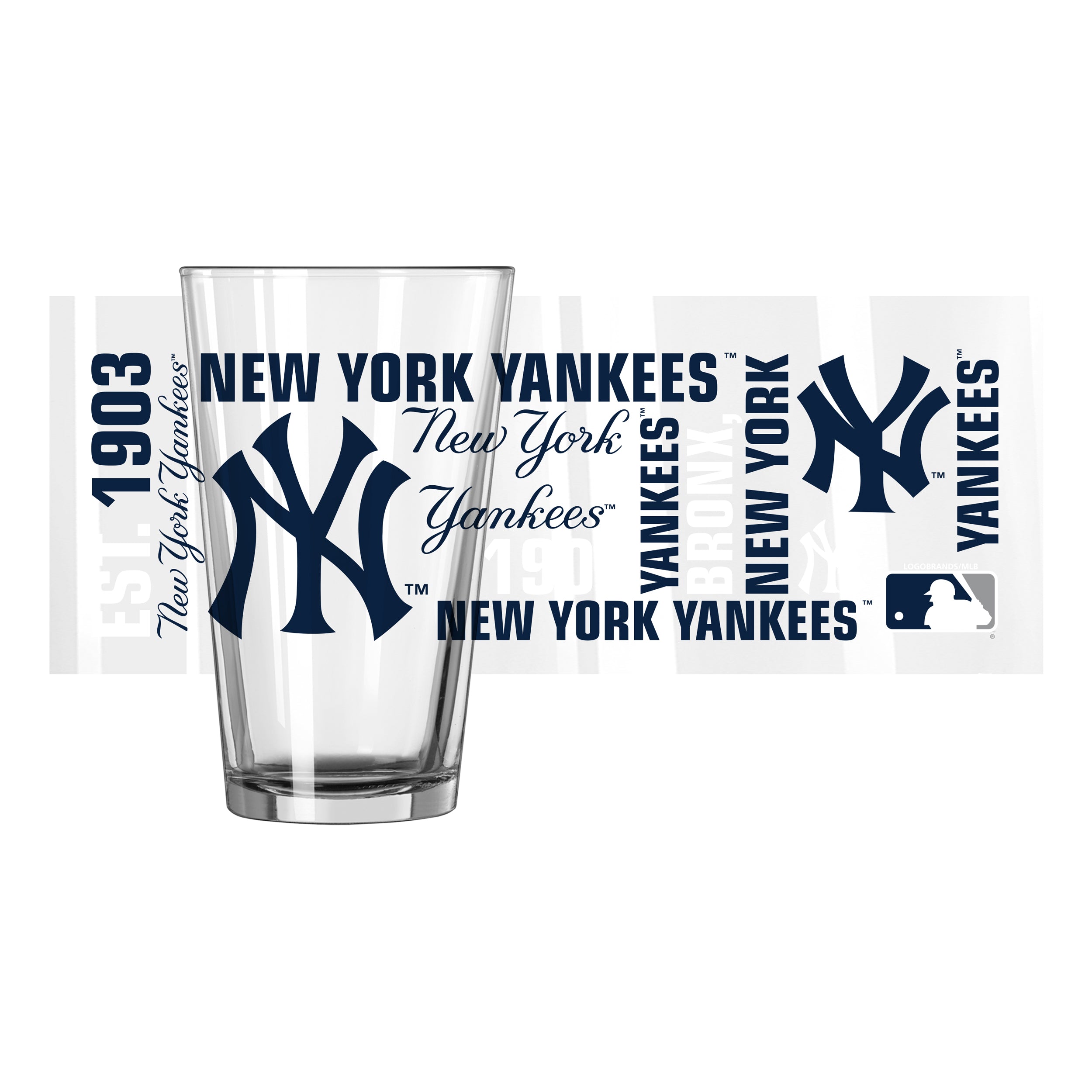 New York Yankees 16oz Spirit Pint Glass - Sports Gifts, Sports Memorabilia, Sports Collectibles, Fan Shop
