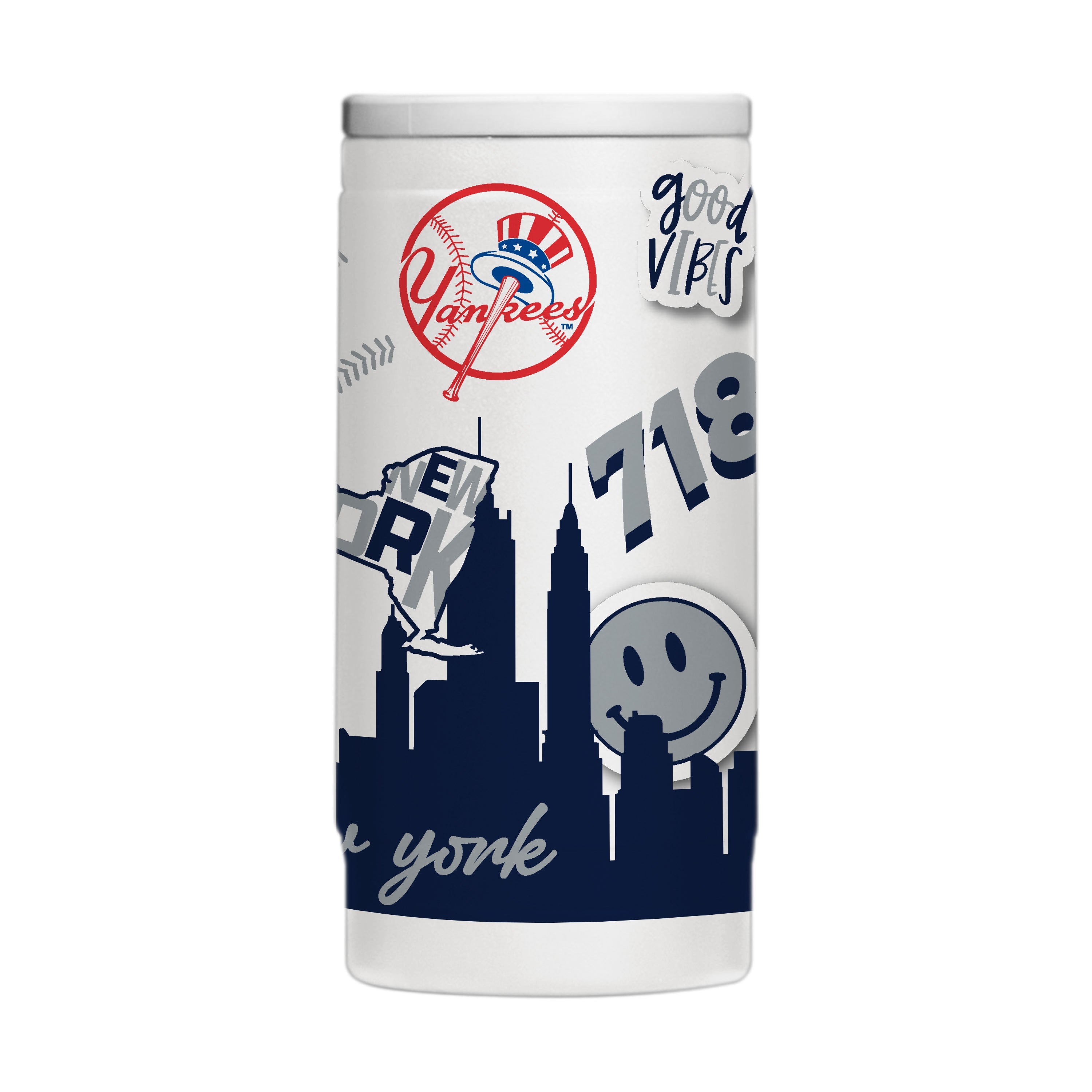New York Yankees 12oz Native Powder Coat Slim Can Coolie - Sports Gifts, Sports Memorabilia, Sports Collectibles, Fan Shop