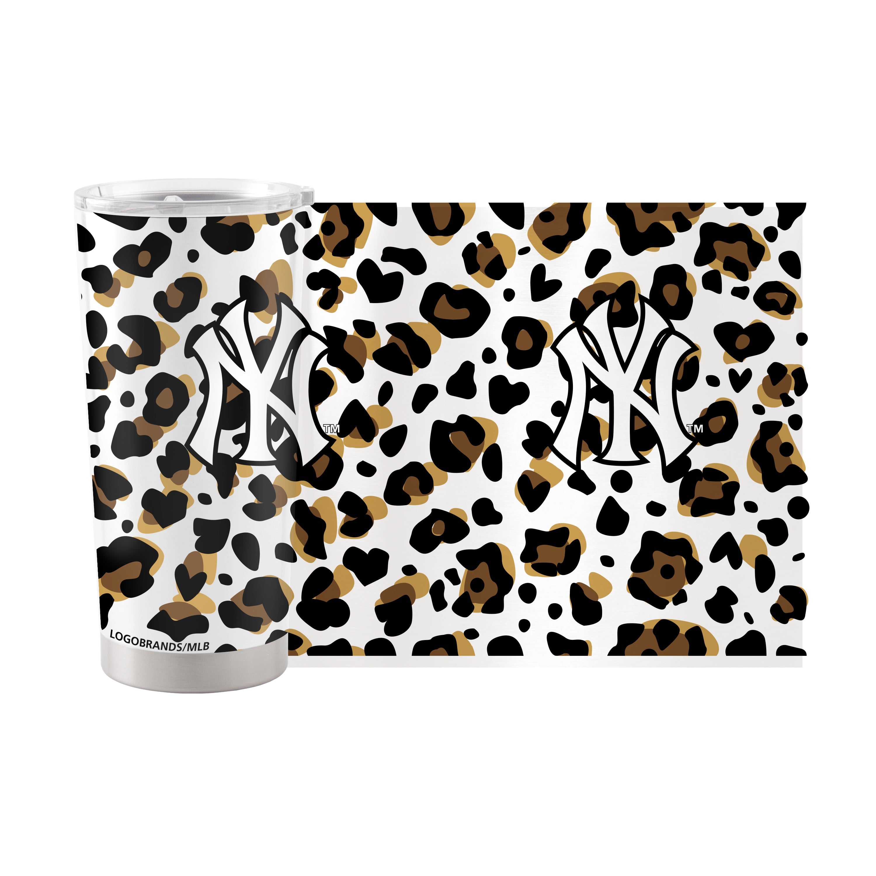 New York Yankees 20oz Neutral Leopard Stainless Steel Tumbler - Sports Gifts, Sports Memorabilia, Sports Collectibles, Fan Shop