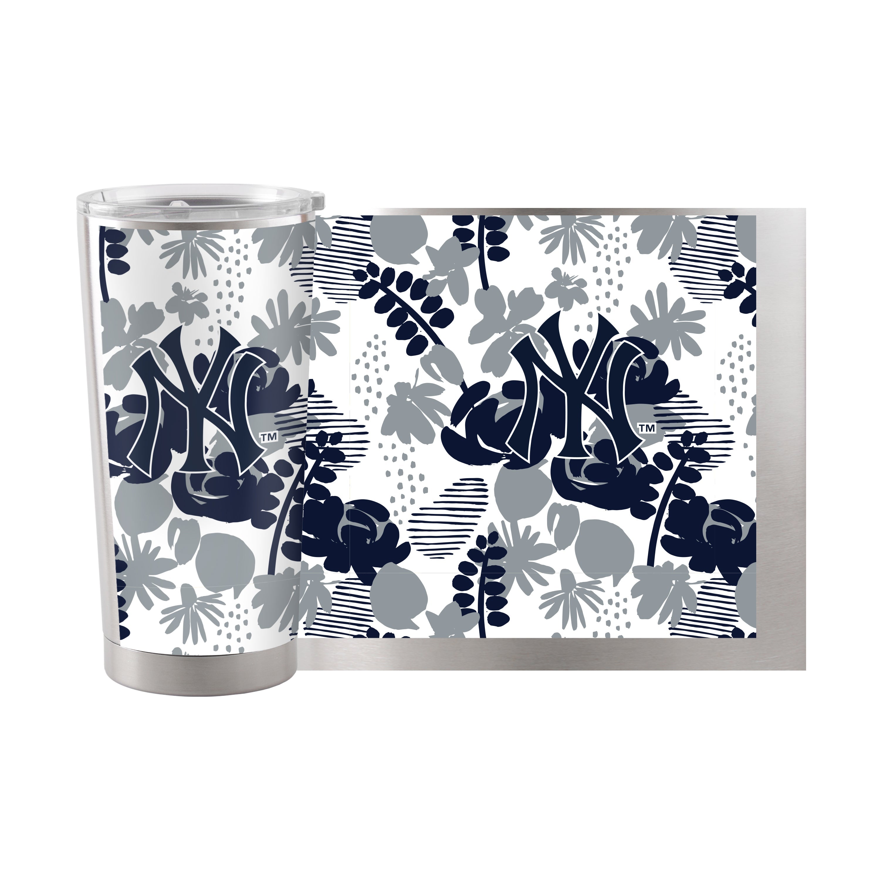 New York Yankees 20oz Floral Stainless Steel Tumbler - Sports Gifts, Sports Memorabilia, Sports Collectibles, Fan Shop