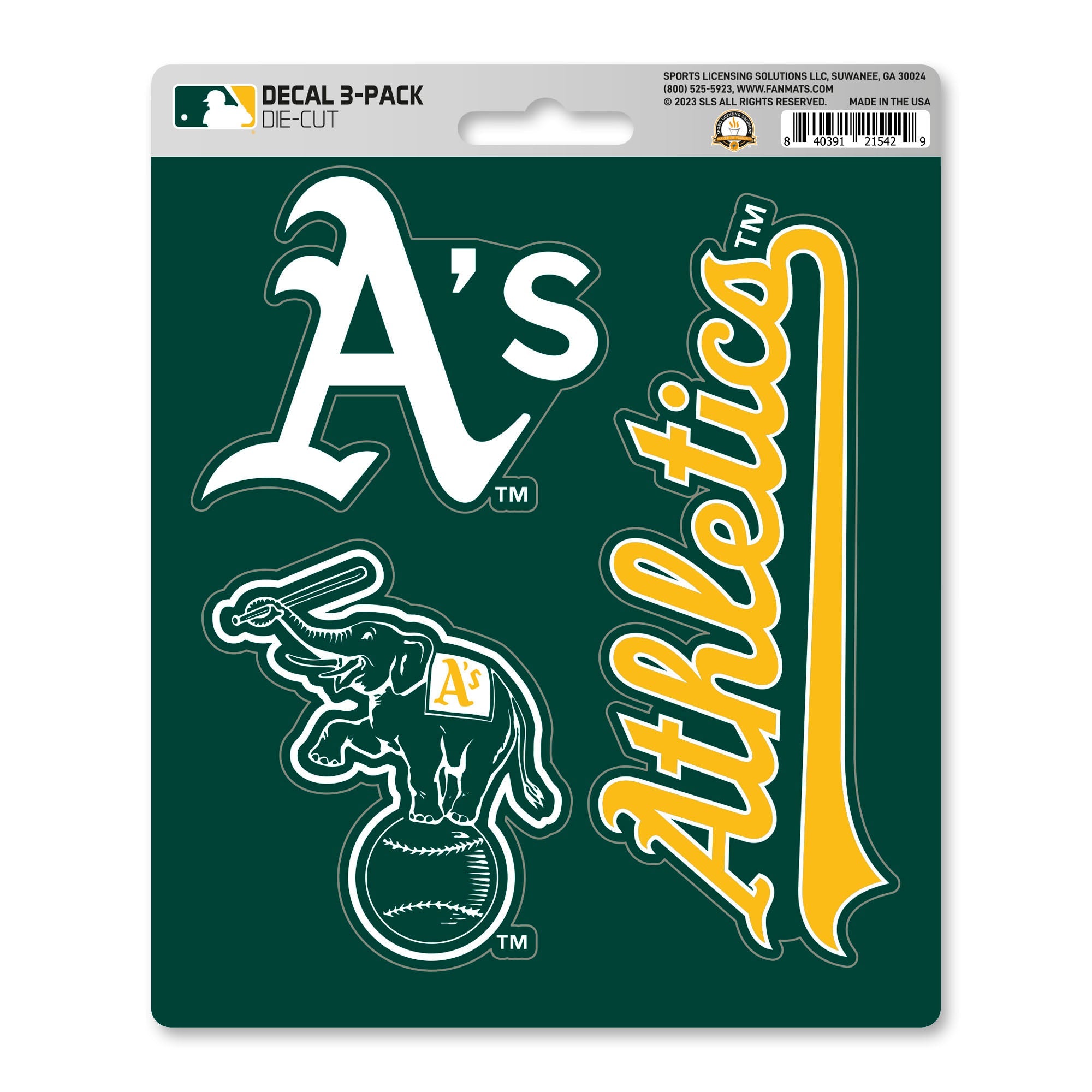 Athletics Decal 3-pk
