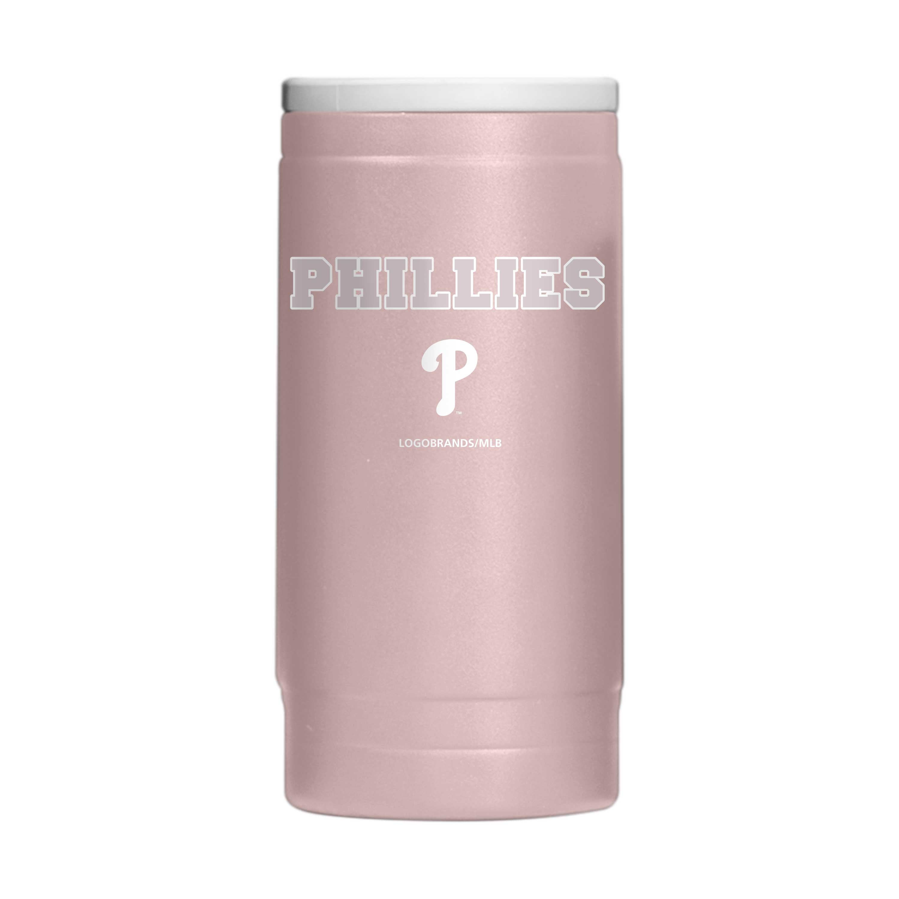Philadelphia Phillies Stencil Powder Coat Slim Can Coolie - Sports Gifts, Sports Memorabilia, Sports Collectibles, Fan Shop