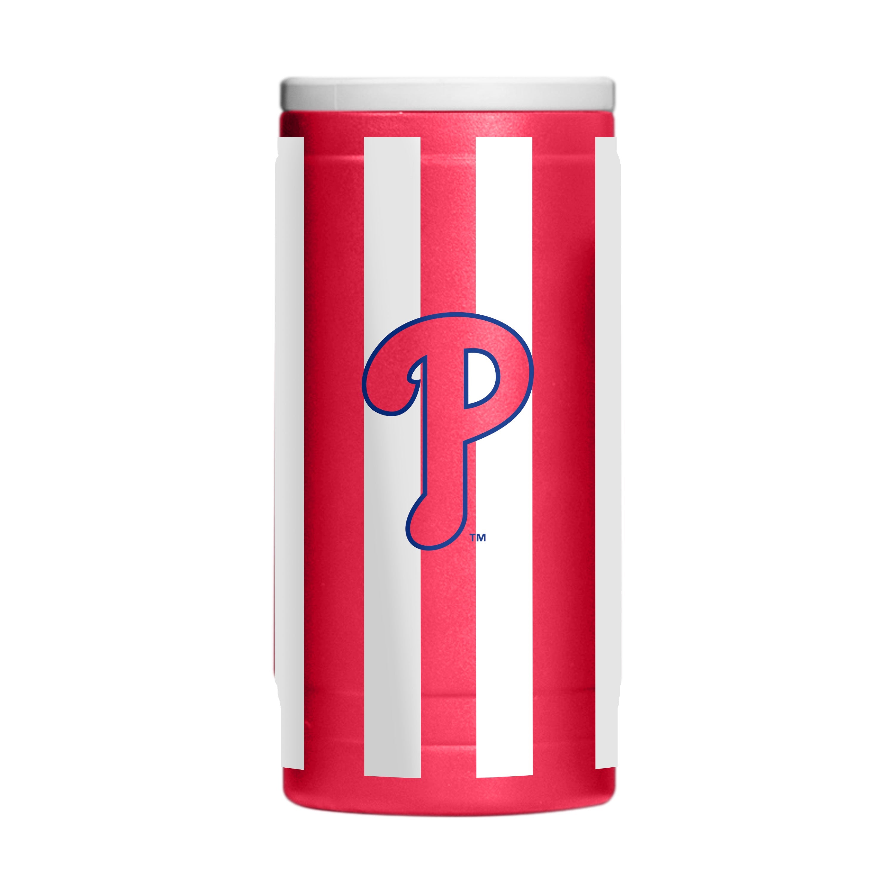 Philadelphia Phillies 12oz Striped Powdercoat SlimCan Coolie - Sports Gifts, Sports Memorabilia, Sports Collectibles, Fan Shop