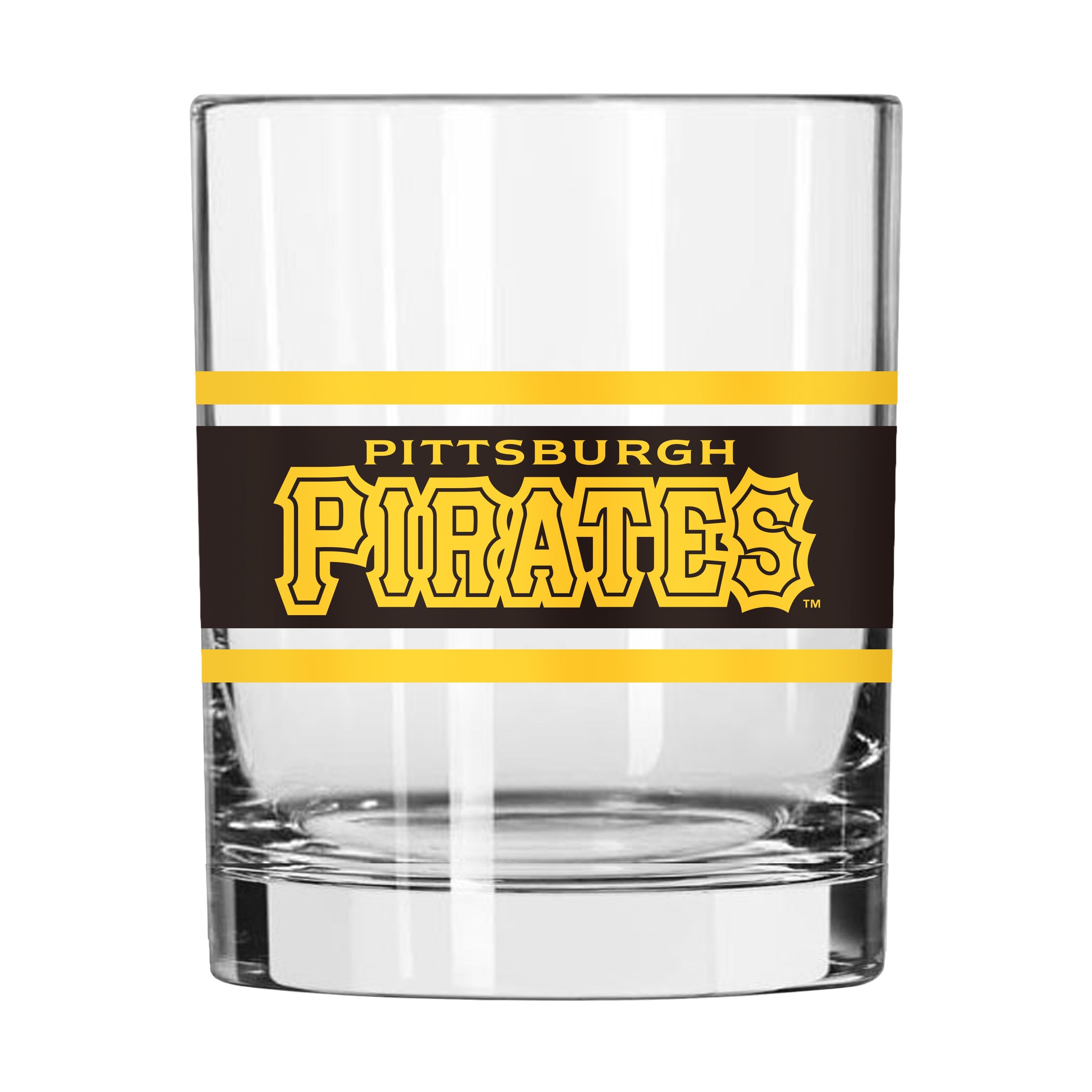 Pittsburgh Pirates 14oz Stripe Rocks Glass - Sports Gifts, Sports Memorabilia, Sports Collectibles, Fan Shop