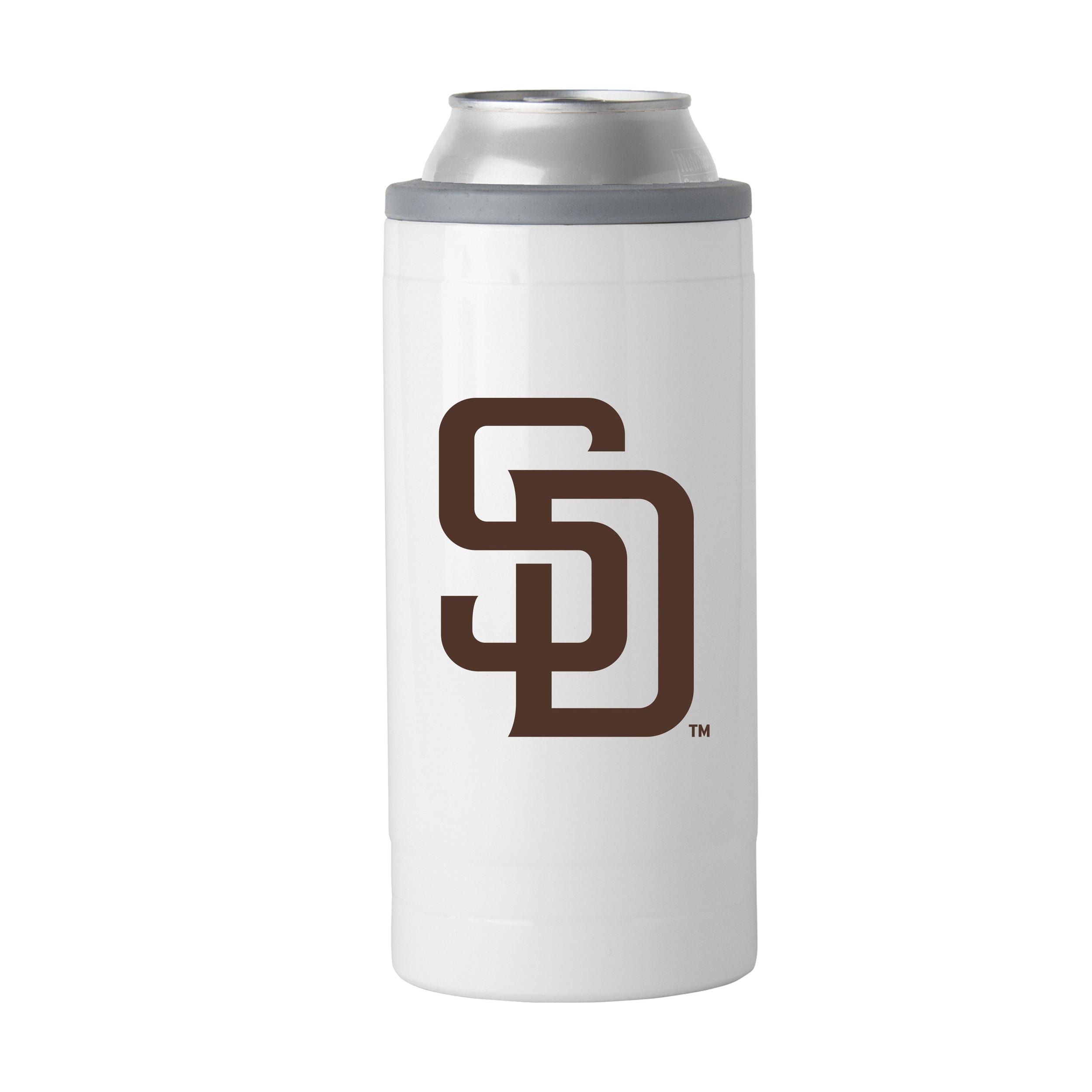 San Diego Padres  Letterman 12 oz Slim Can Coolie - Sports Gifts, Sports Memorabilia, Sports Collectibles, Fan Shop