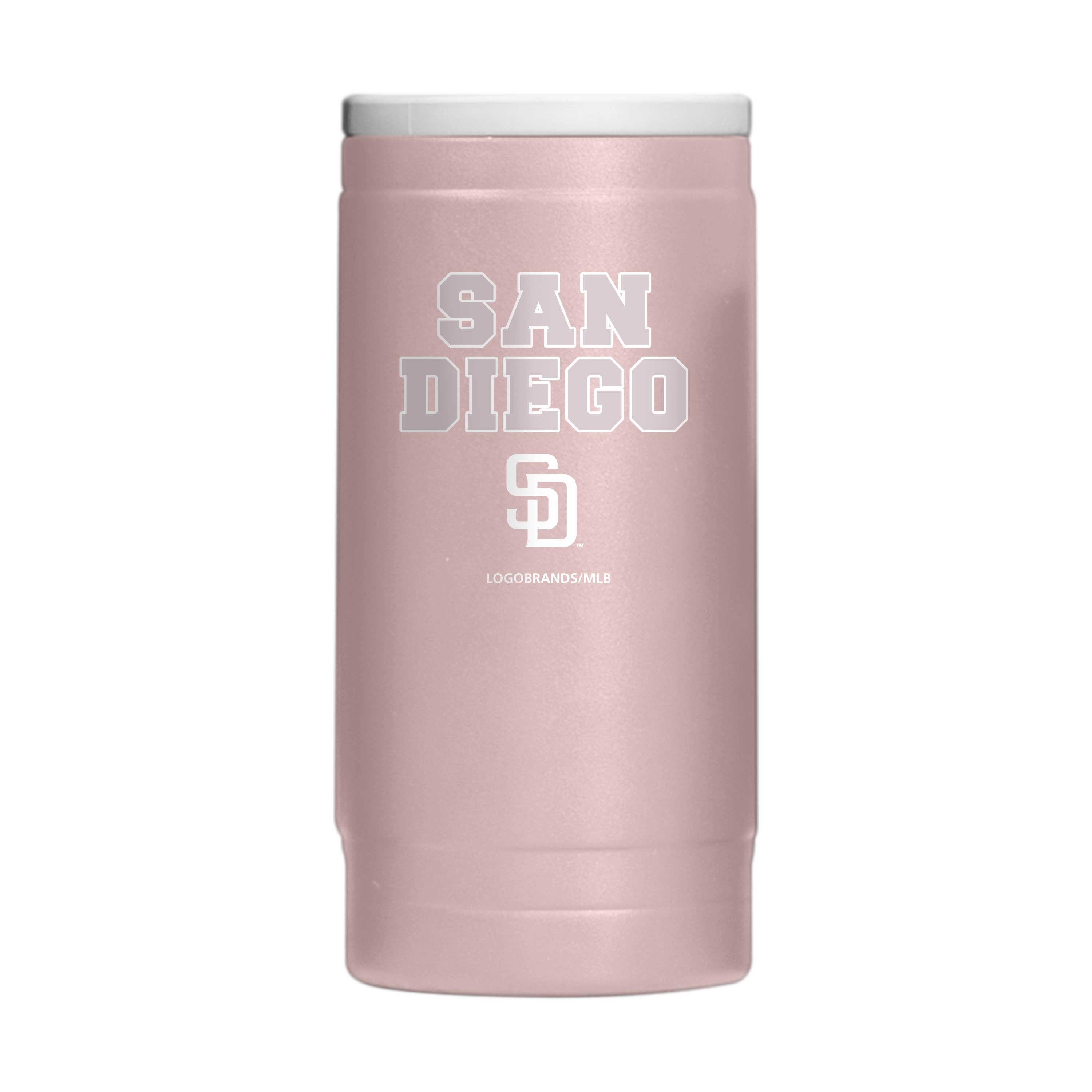 San Diego Padres Stencil Powder Coat Slim Can Coolie - Sports Gifts, Sports Memorabilia, Sports Collectibles, Fan Shop