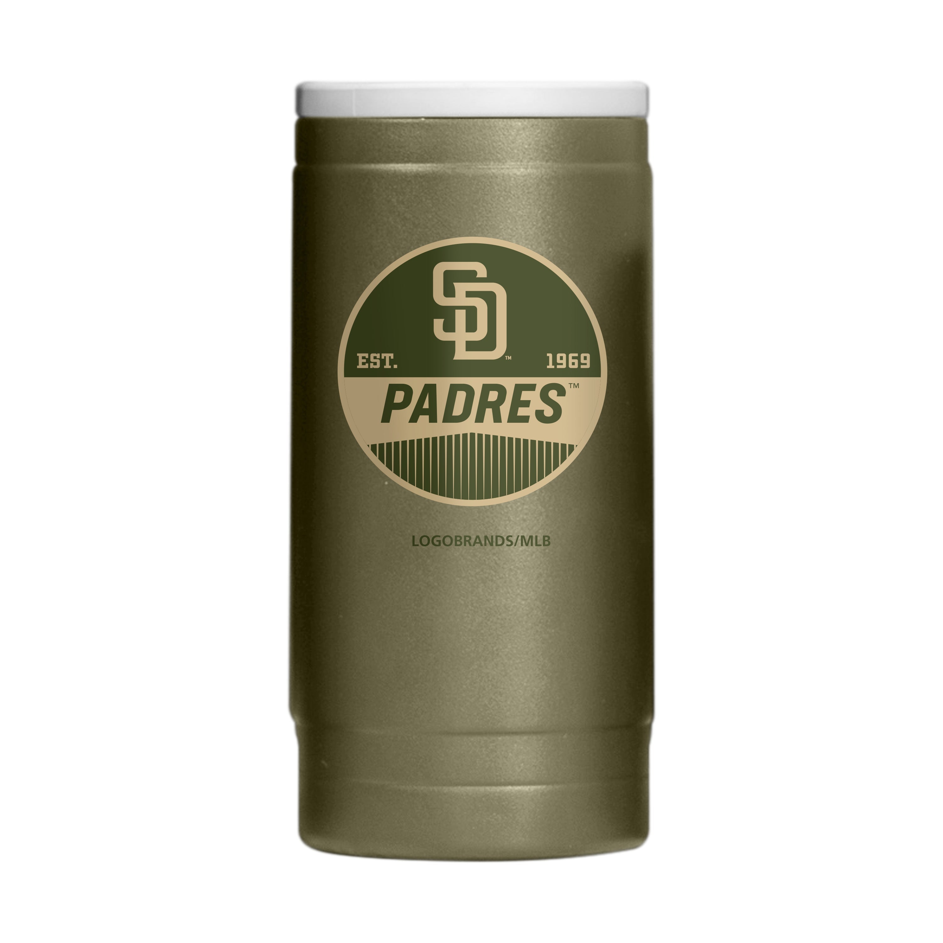 San Diego Padres Badge Powder Coat Slim Can Coolie - Sports Gifts, Sports Memorabilia, Sports Collectibles, Fan Shop