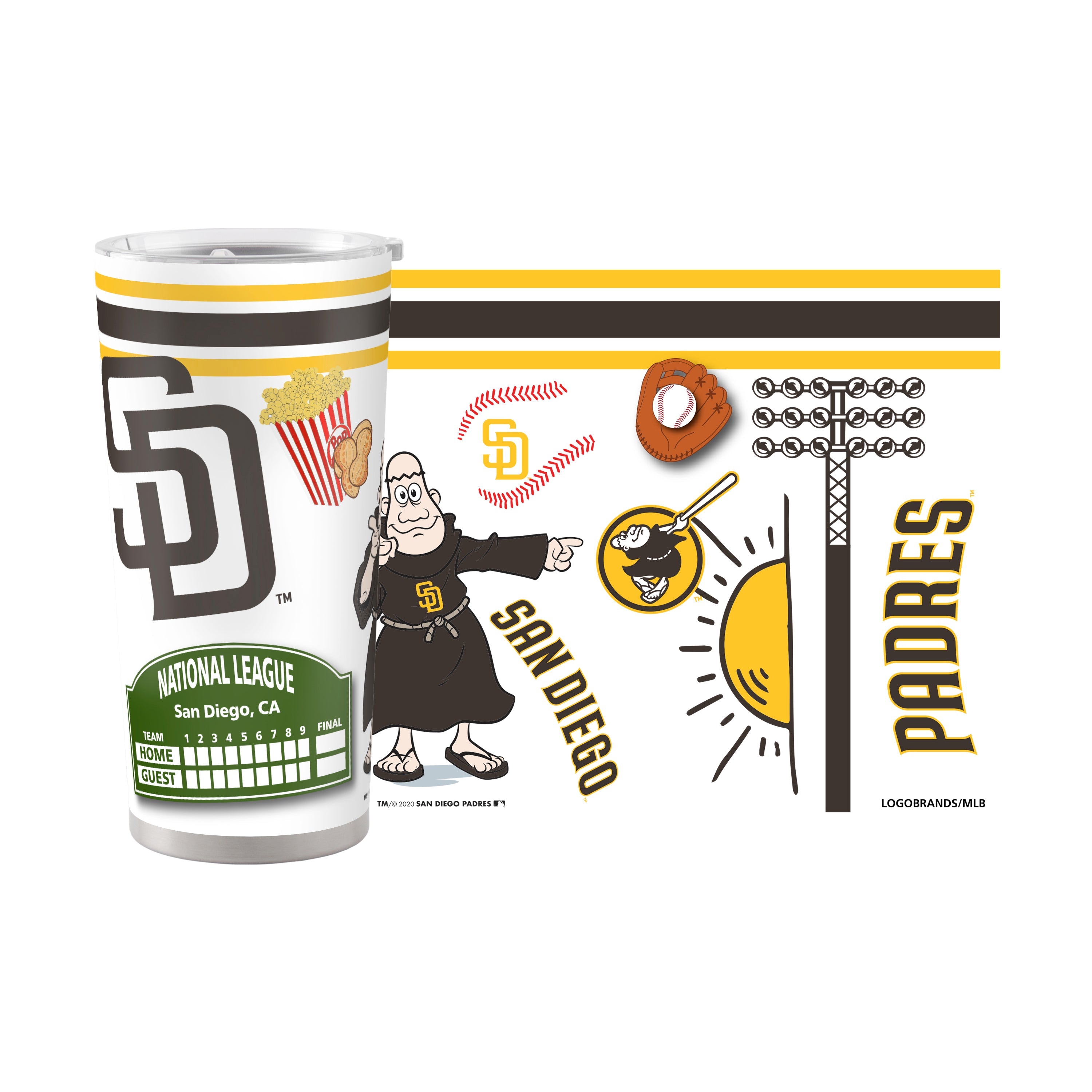 San Diego Padres 20oz Native Stainless Steel Tumbler - Sports Gifts, Sports Memorabilia, Sports Collectibles, Fan Shop