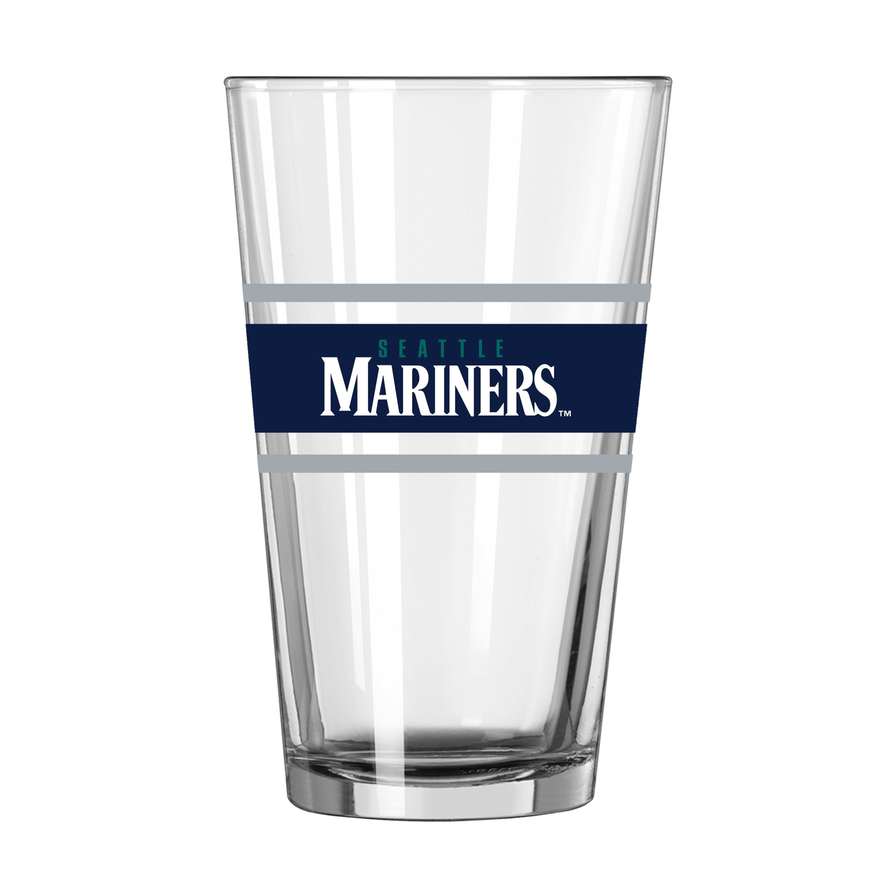 Seattle Mariners 16oz Stripe Pint Glass - Sports Gifts, Sports Memorabilia, Sports Collectibles, Fan Shop