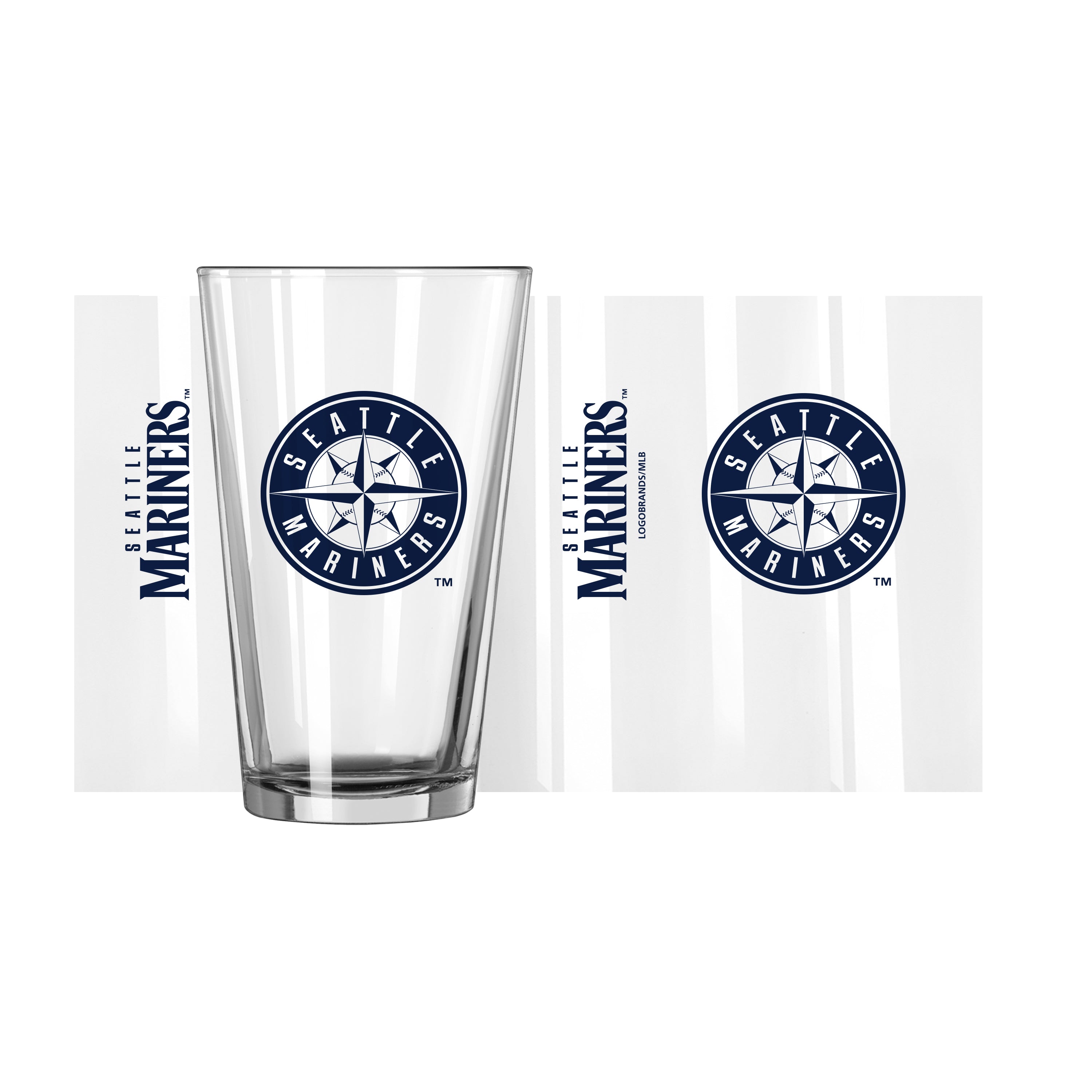 Seattle Mariners Crest 16oz Gameday Pint Glass - Sports Gifts, Sports Memorabilia, Sports Collectibles, Fan Shop