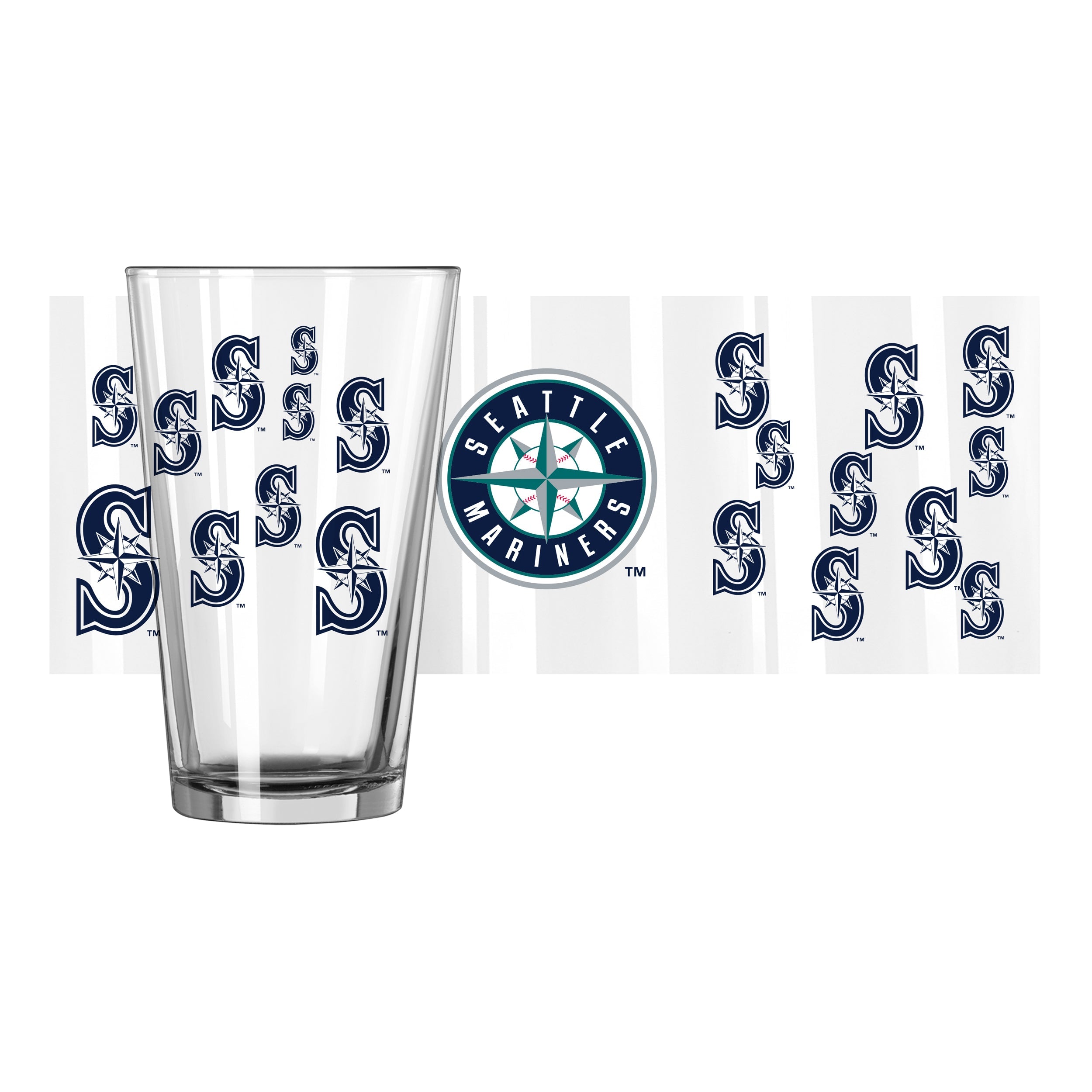 Seattle Mariners 16oz Scatter Pint Glass - Sports Gifts, Sports Memorabilia, Sports Collectibles, Fan Shop