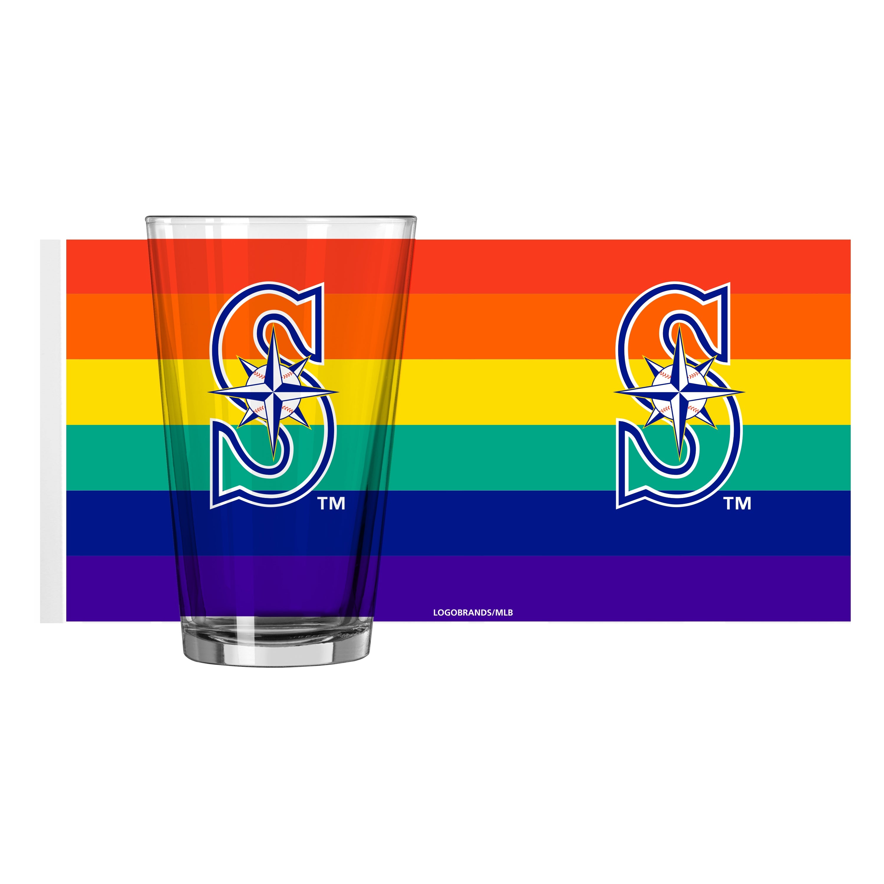 Seattle Mariners 16oz Rainbow Pint Glass - Sports Gifts, Sports Memorabilia, Sports Collectibles, Fan Shop