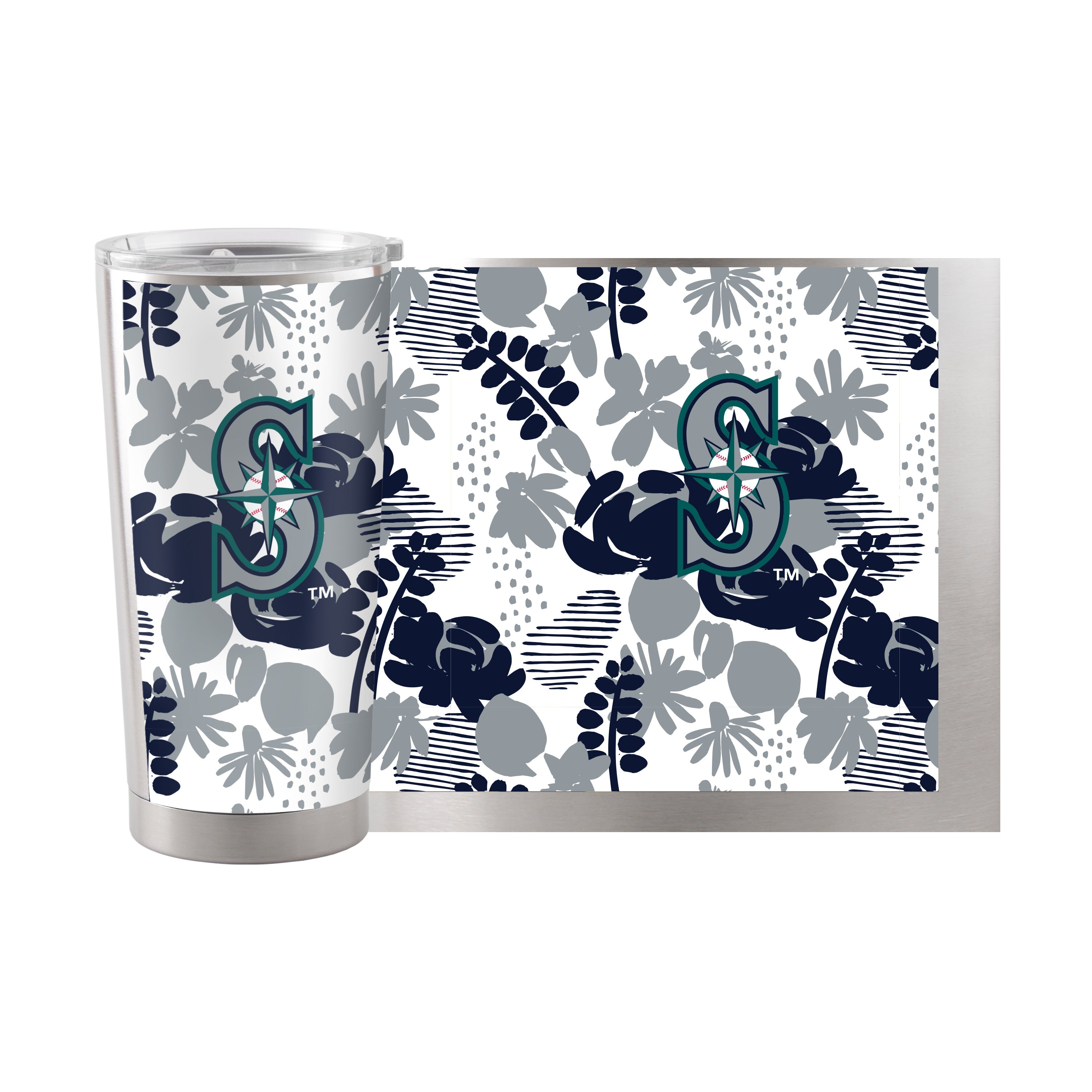 Seattle Mariners 20oz Floral Stainless Steel Tumbler - Sports Gifts, Sports Memorabilia, Sports Collectibles, Fan Shop