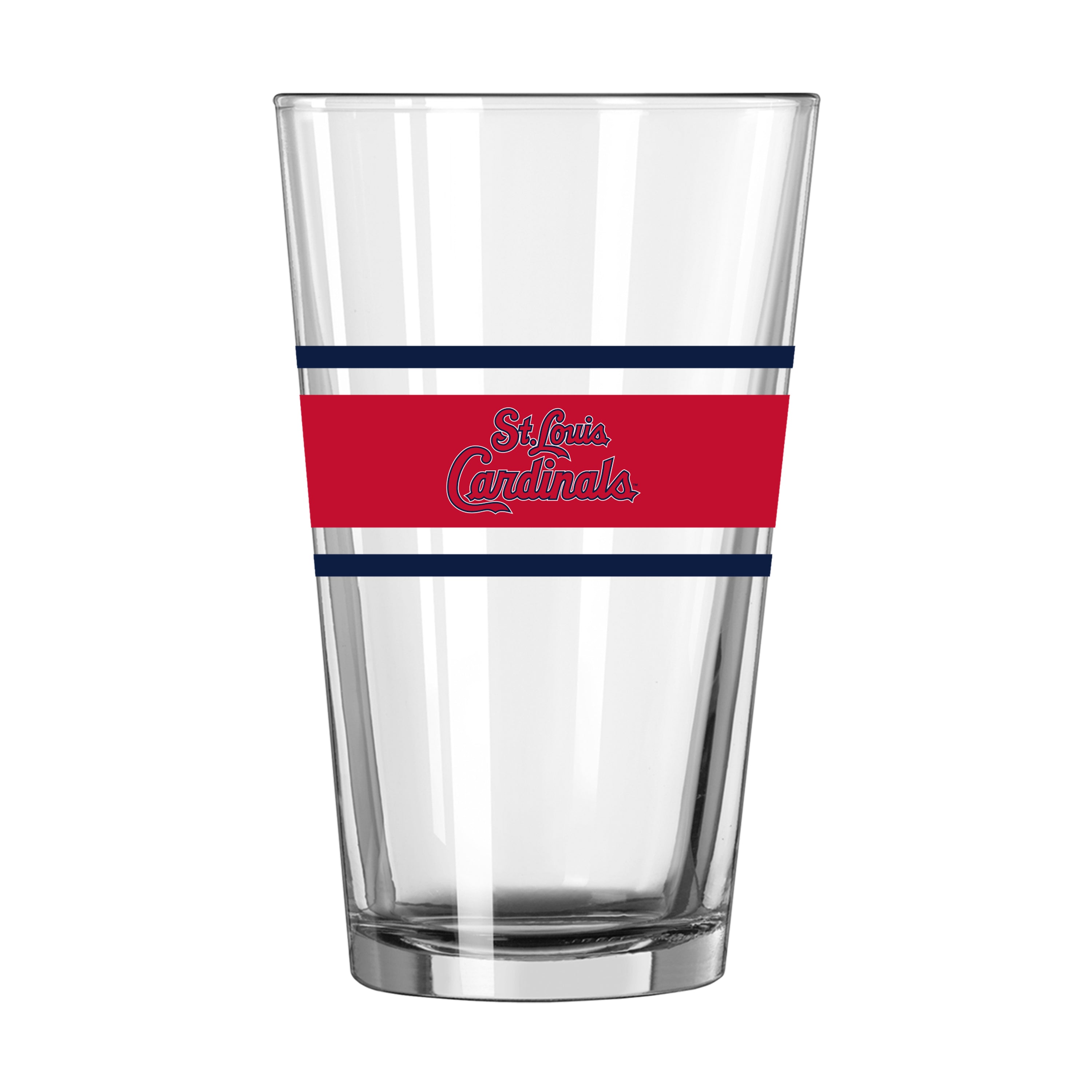 St Louis Cardinals 16oz Stripe Pint Glass - Sports Gifts, Sports Memorabilia, Sports Collectibles, Fan Shop