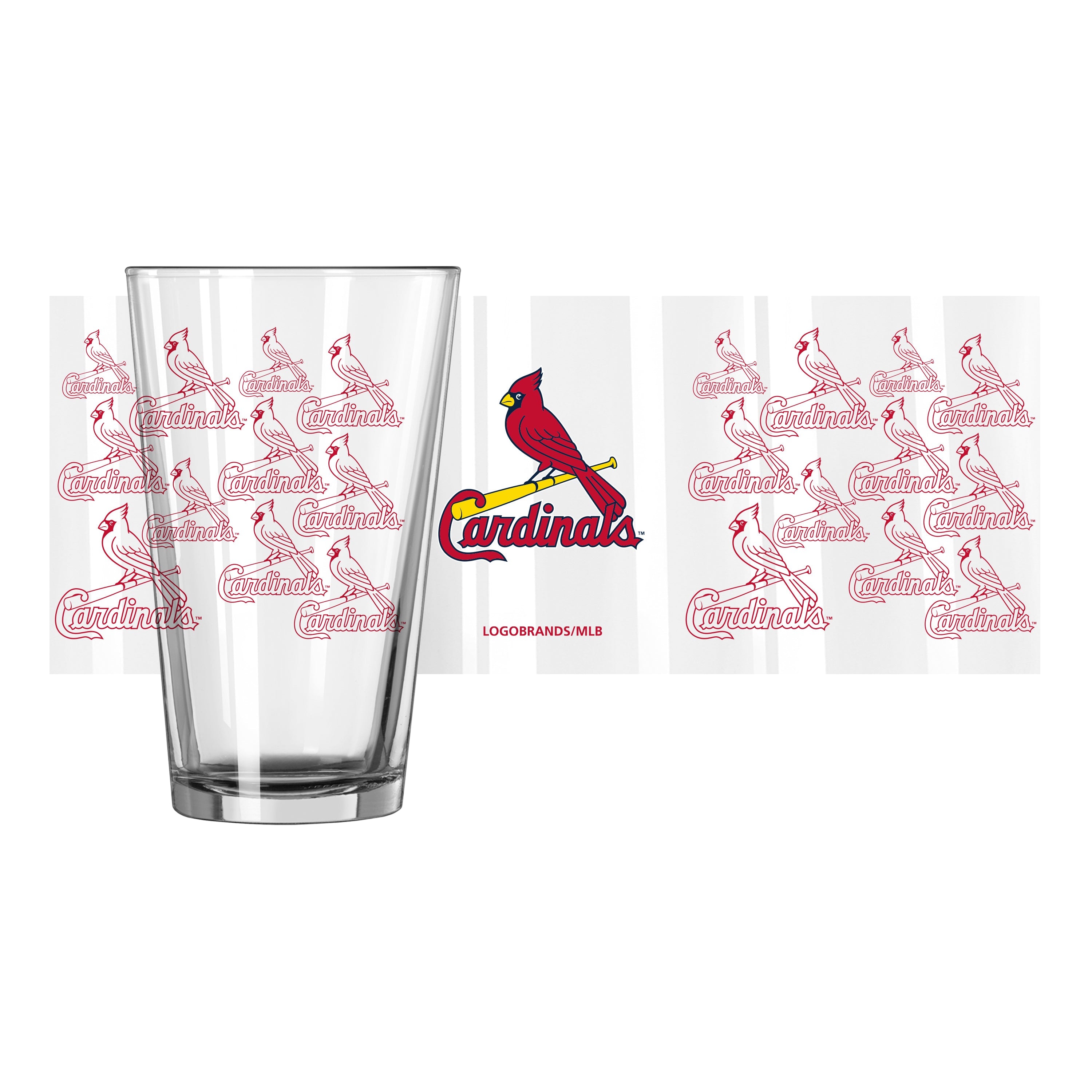 St Louis Cardinals 16oz Scatter Pint Glass - Sports Gifts, Sports Memorabilia, Sports Collectibles, Fan Shop