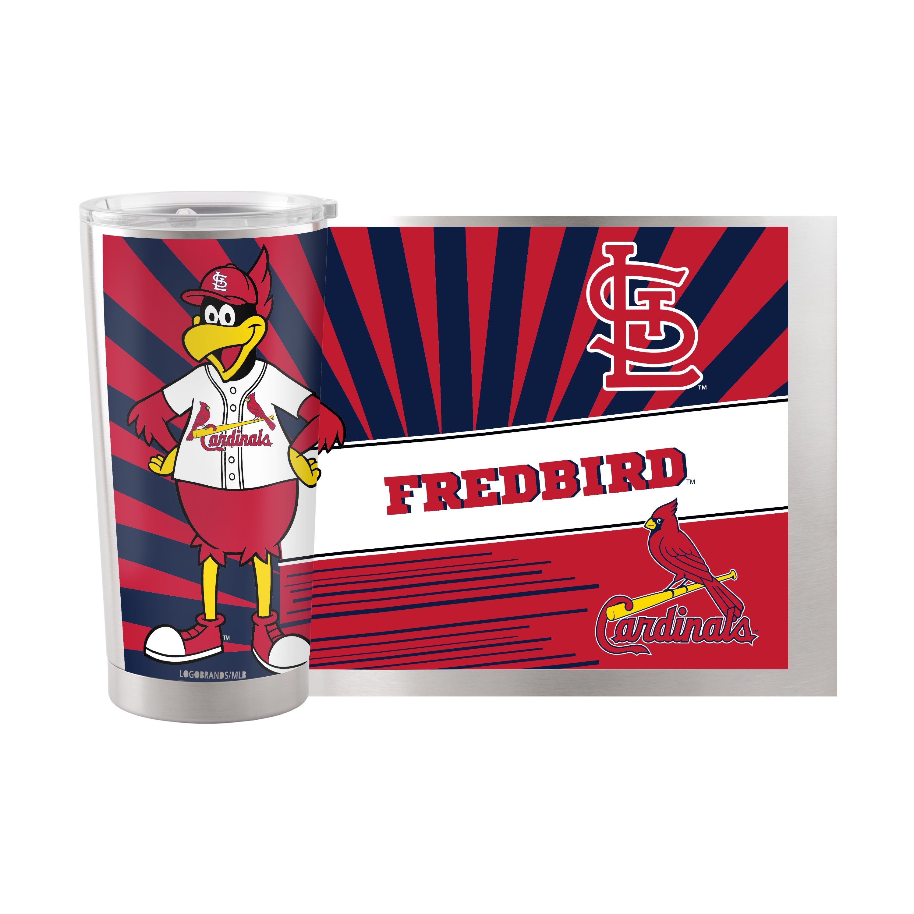 St Louis Cardinals 20oz Mascot Stainless Steel Tumbler - Sports Gifts, Sports Memorabilia, Sports Collectibles, Fan Shop
