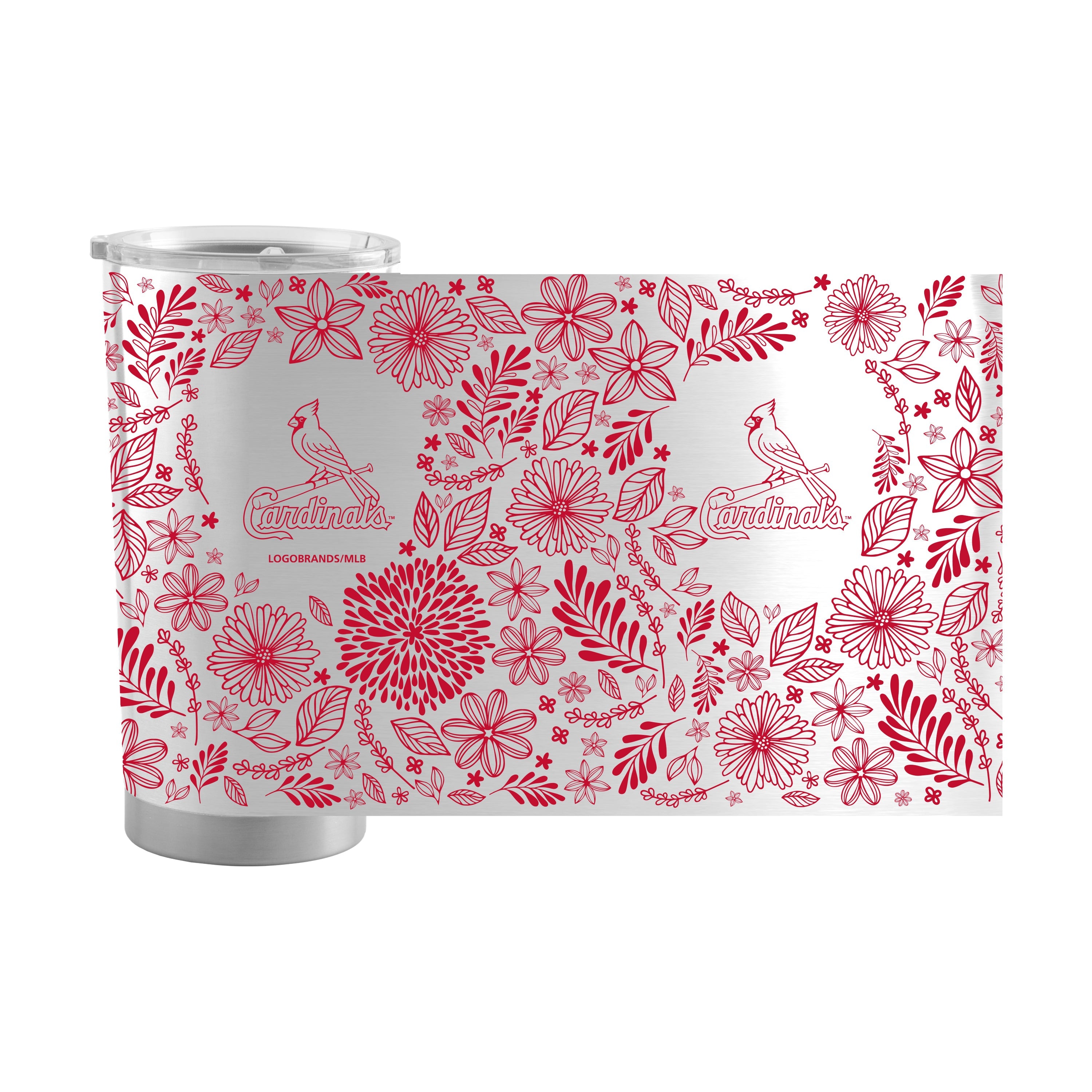St Louis Cardinals 20oz Botanical Stainless Steel Tumbler - Sports Gifts, Sports Memorabilia, Sports Collectibles, Fan Shop