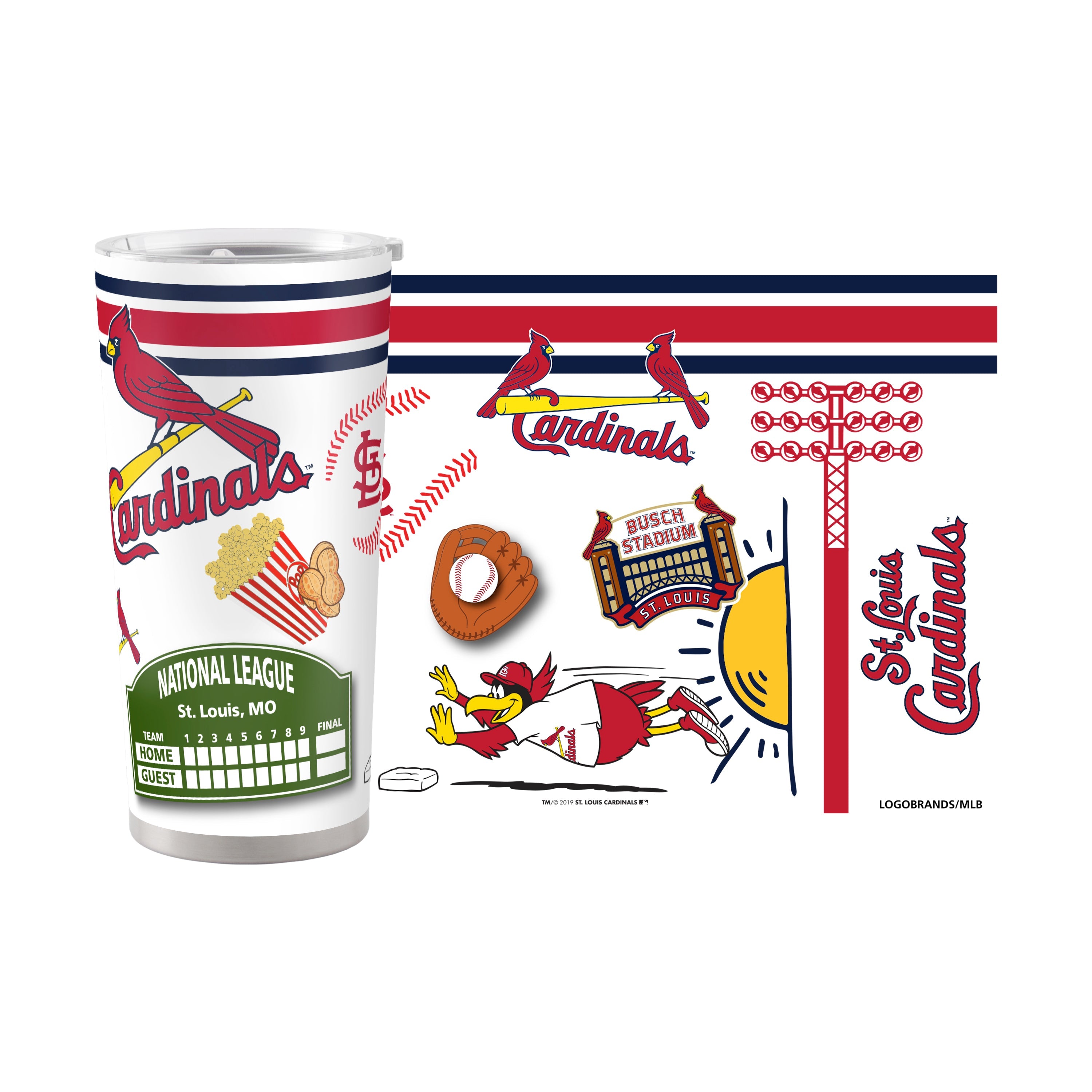 St Louis Cardinals 20oz Native Stainless Steel Tumbler - Sports Gifts, Sports Memorabilia, Sports Collectibles, Fan Shop