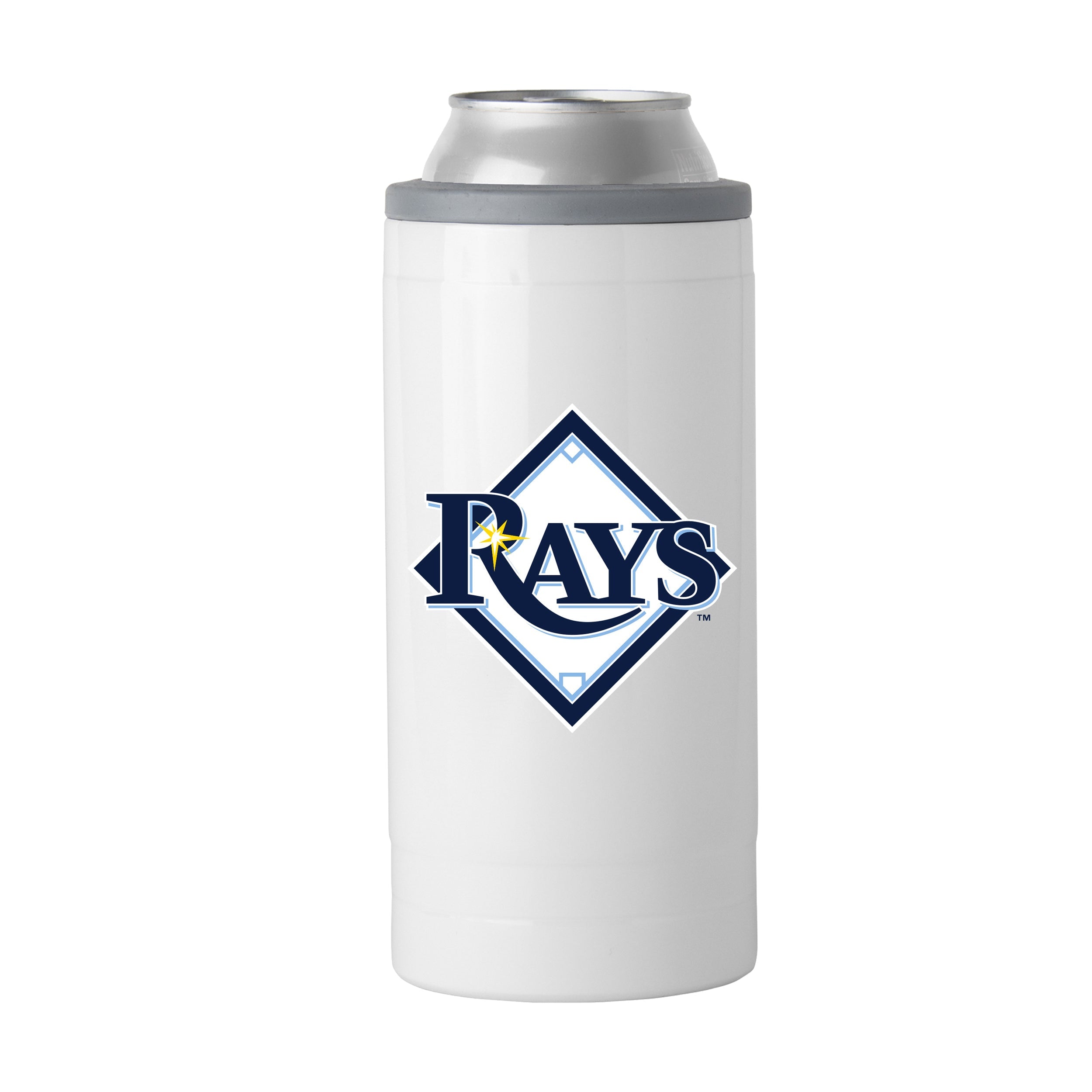 TB Rays Letterman 12 oz Slim Can Coolie - Sports Gifts, Sports Memorabilia, Sports Collectibles, Fan Shop