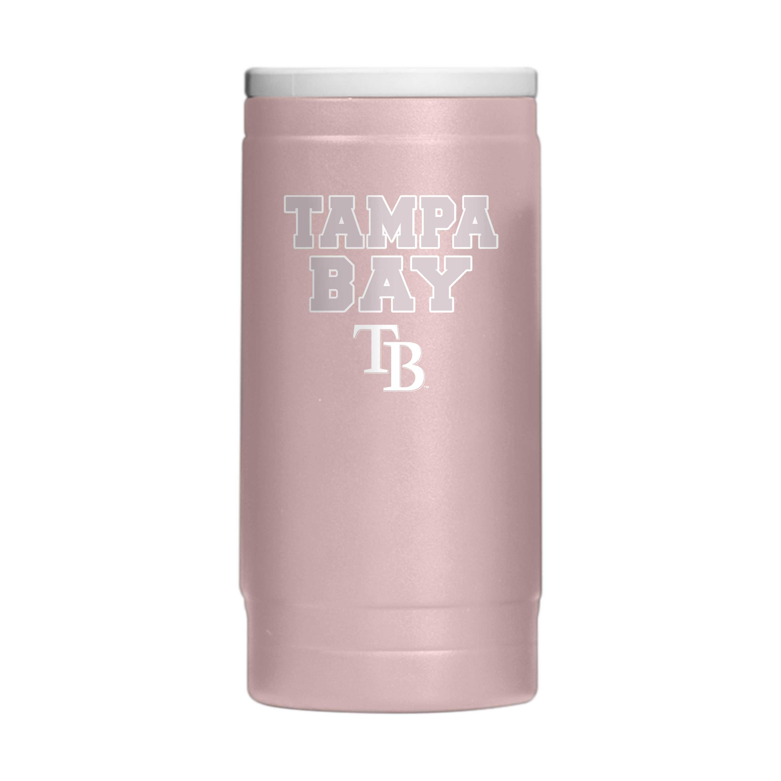 Tampa Bay Rays Stencil Powder Coat Slim Can Coolie