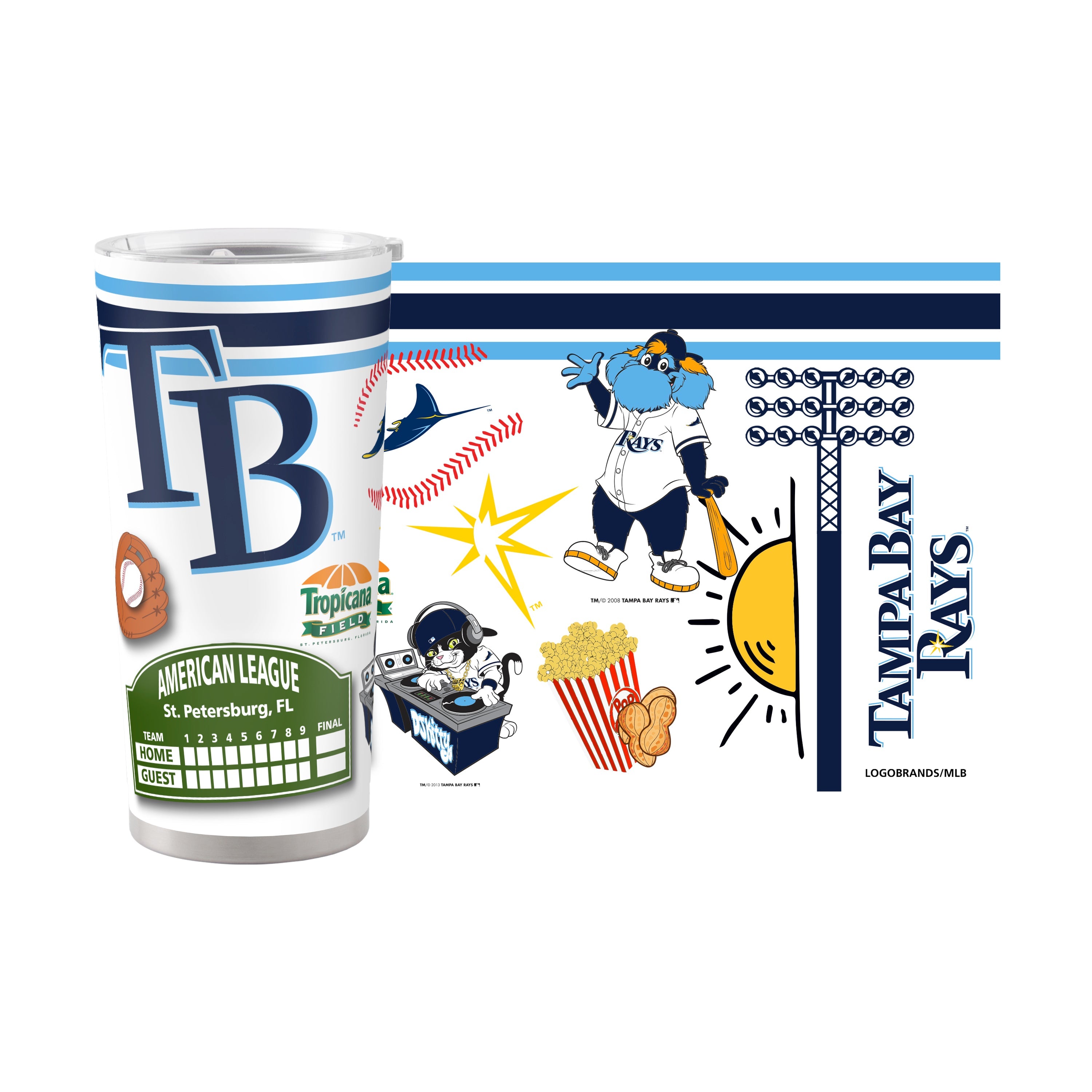 Tampa Bay Rays 20oz Native Stainless Steel Tumbler - Sports Gifts, Sports Memorabilia, Sports Collectibles, Fan Shop