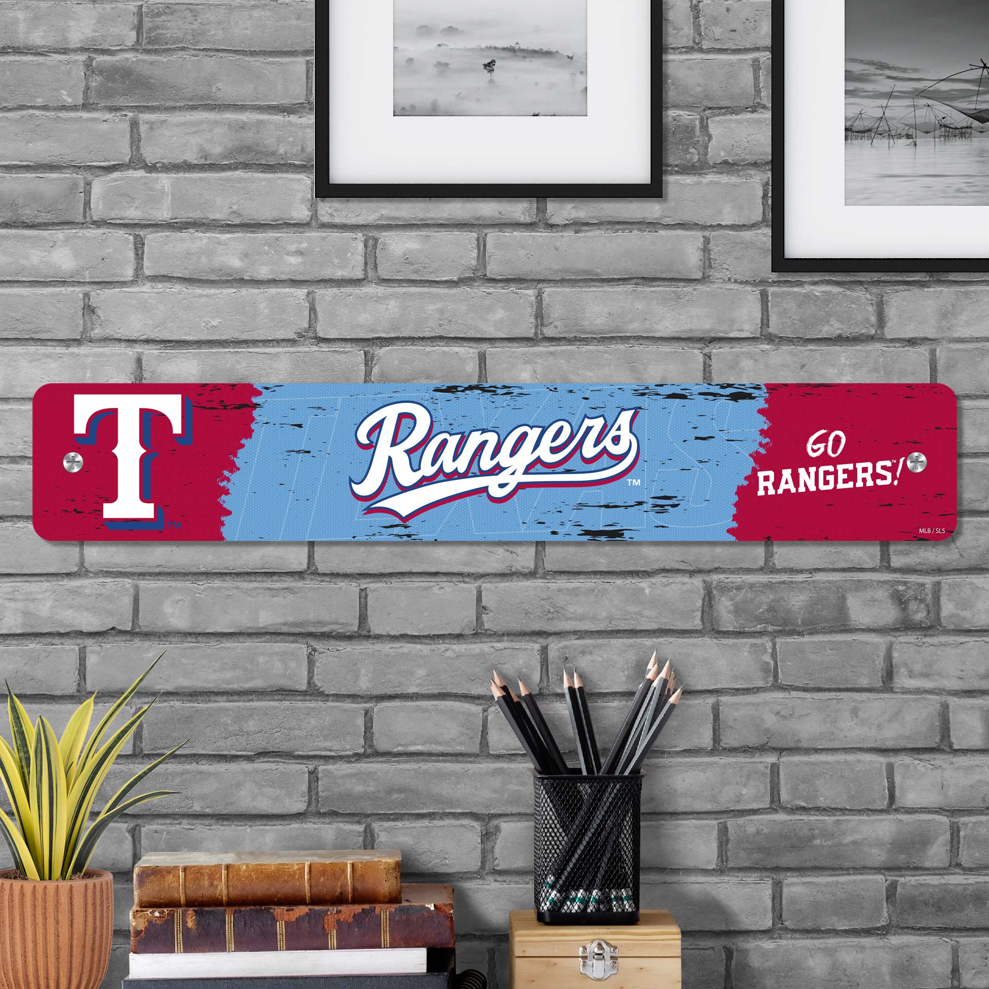 Texas Rangers Metal Street Sign 4x24 - Sports Gifts, Sports Memorabilia, Sports Collectibles, Fan Shop