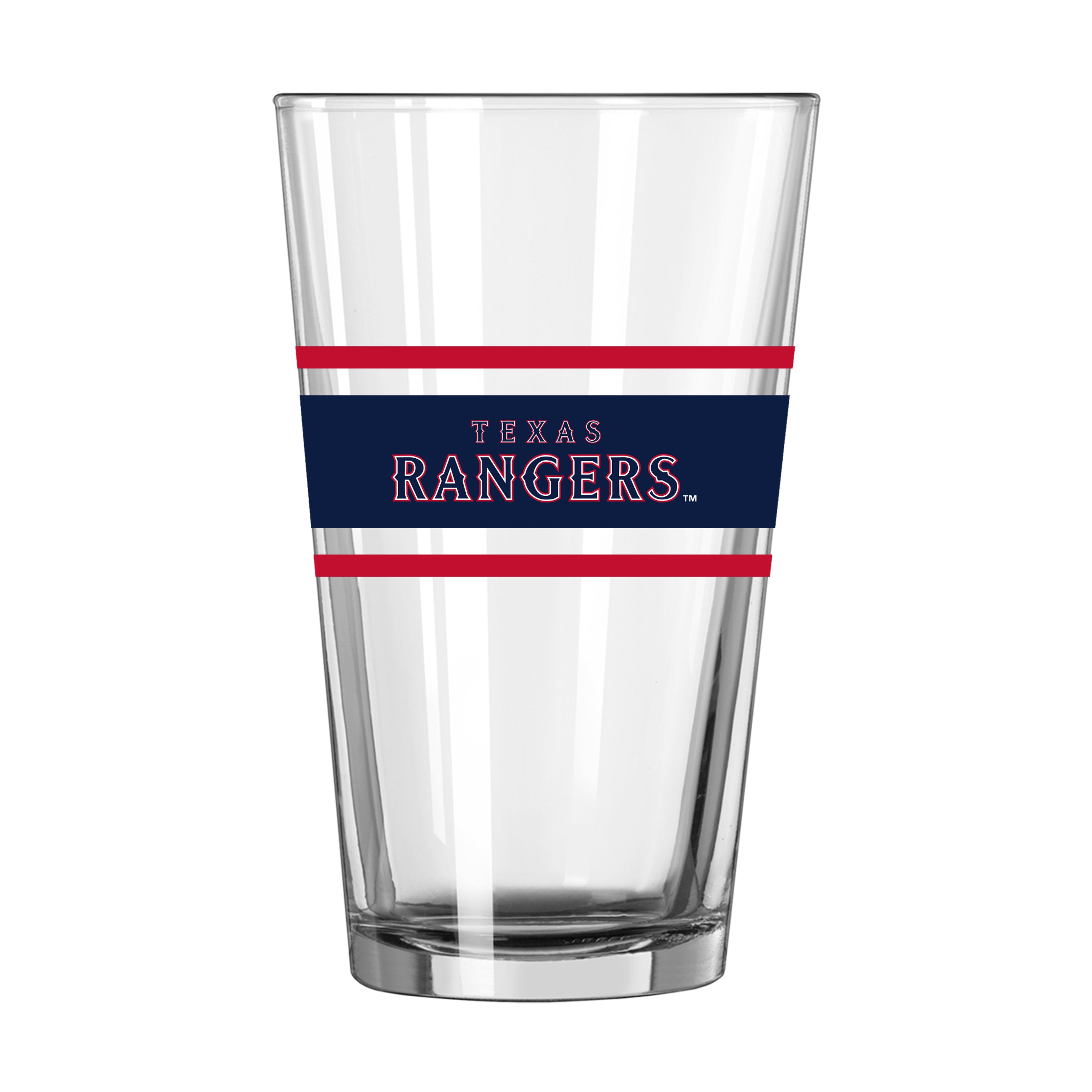 Texas Rangers 16oz Stripe Pint Glass - Sports Gifts, Sports Memorabilia, Sports Collectibles, Fan Shop