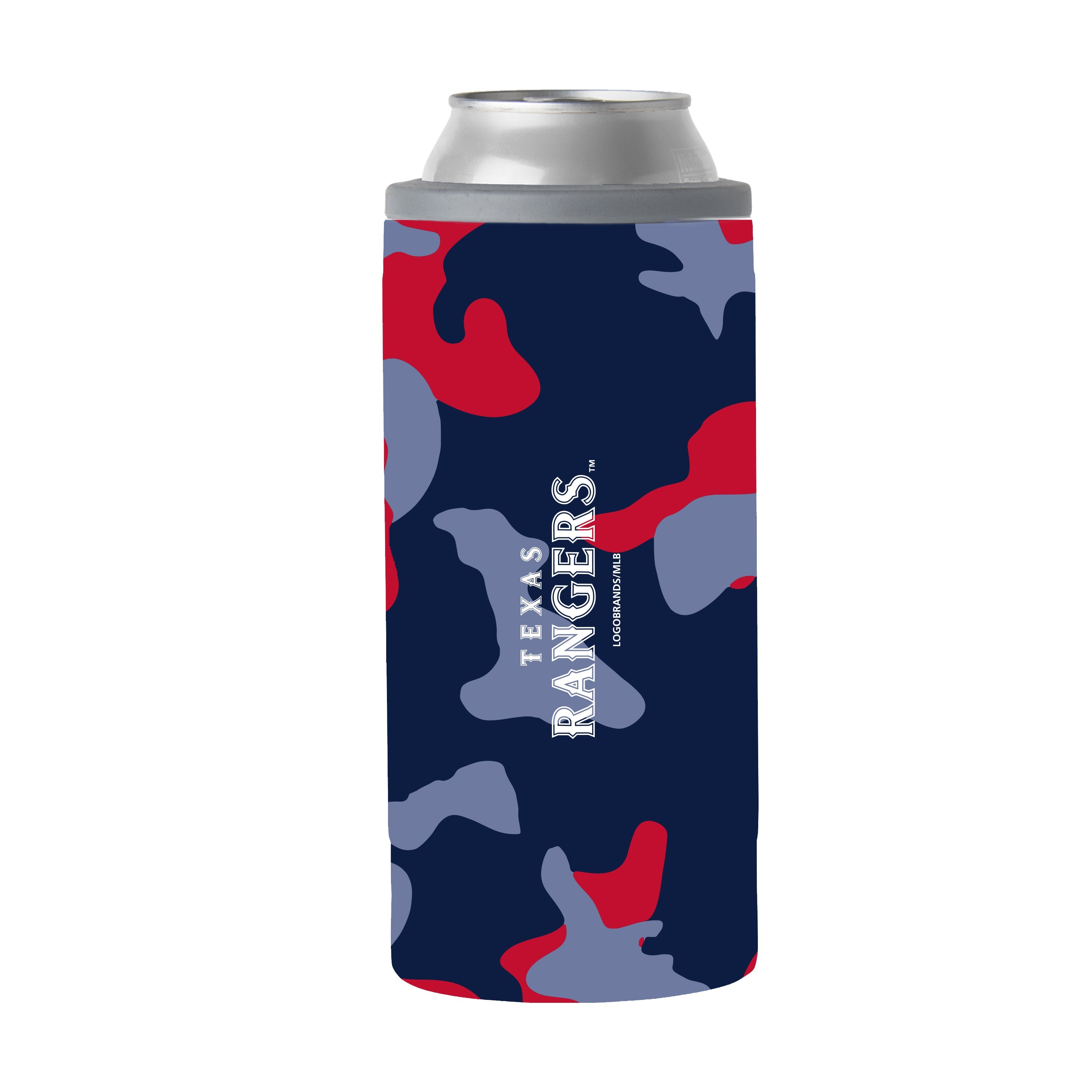 Texas Rangers 12oz Camo Slim Can Coolie - Sports Gifts, Sports Memorabilia, Sports Collectibles, Fan Shop