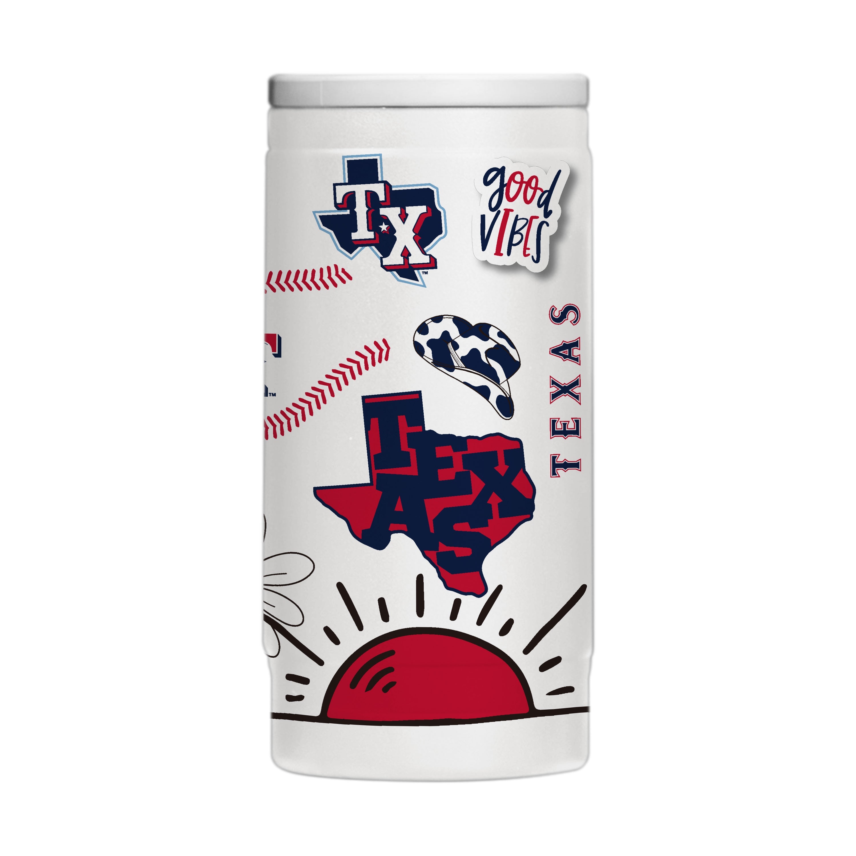 Texas Rangers 12oz Native Powdercoat SlimCan Coolie - Sports Gifts, Sports Memorabilia, Sports Collectibles, Fan Shop